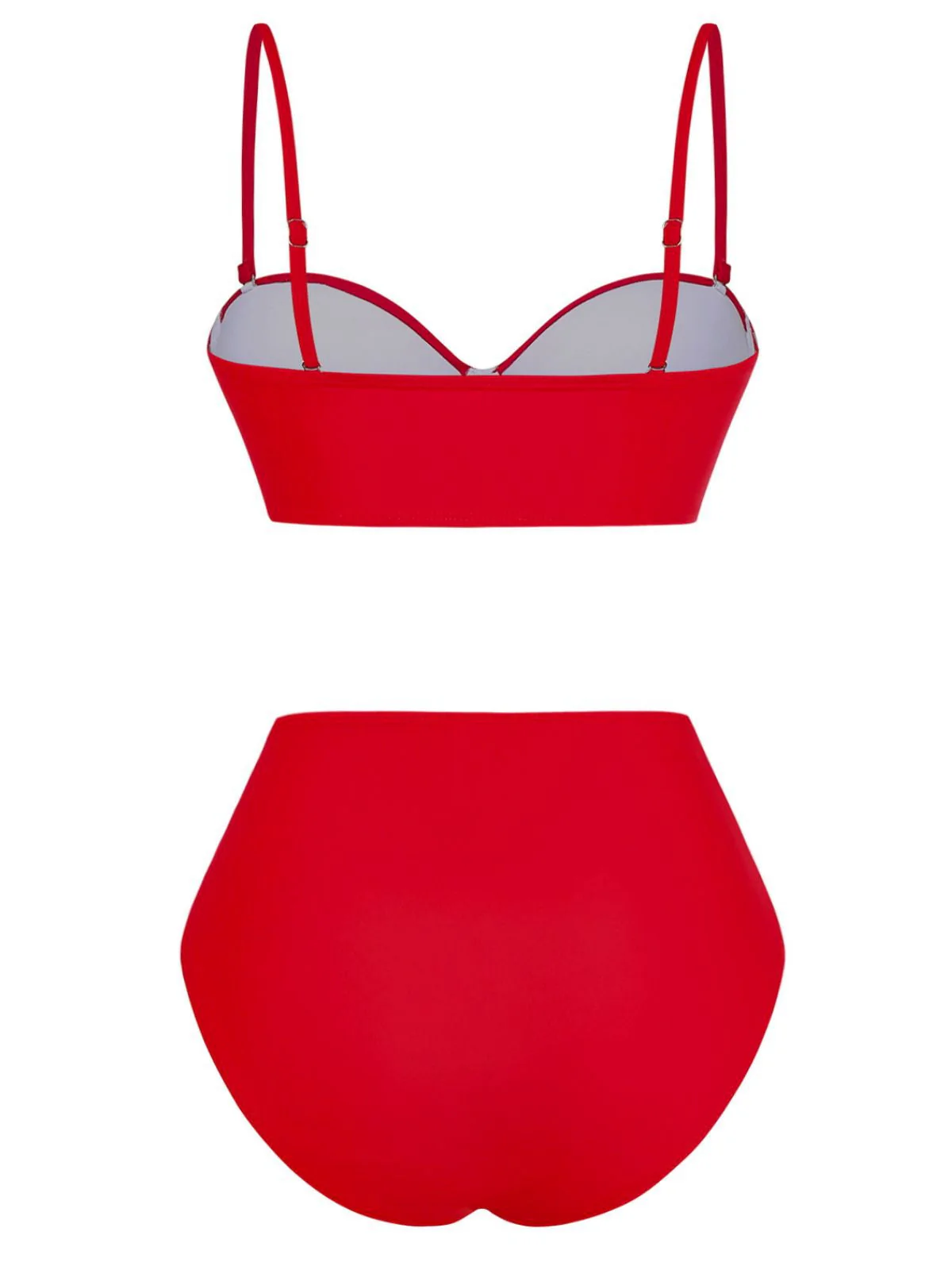 1940er Solide Hochtailliert Gerafft Bikini Set - Image 5
