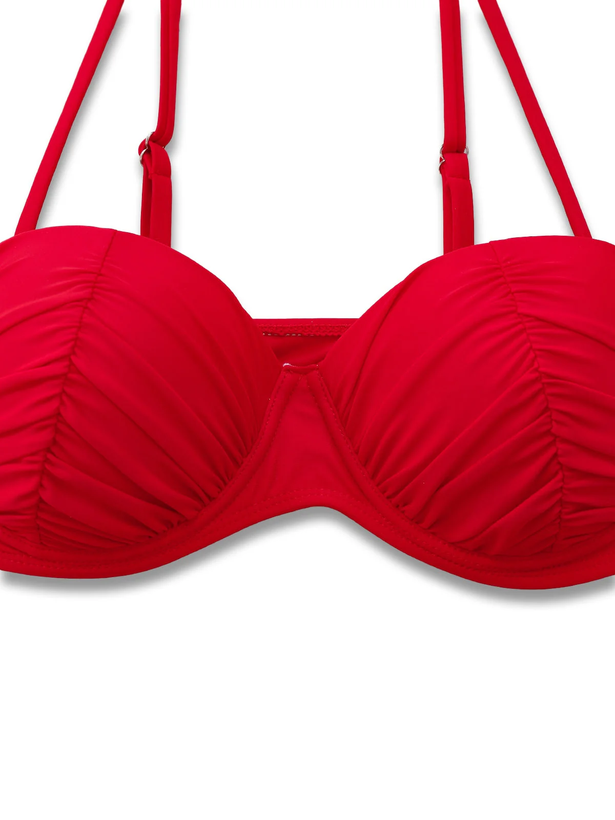 1940er Solide Hochtailliert Gerafft Bikini Set - Image 6