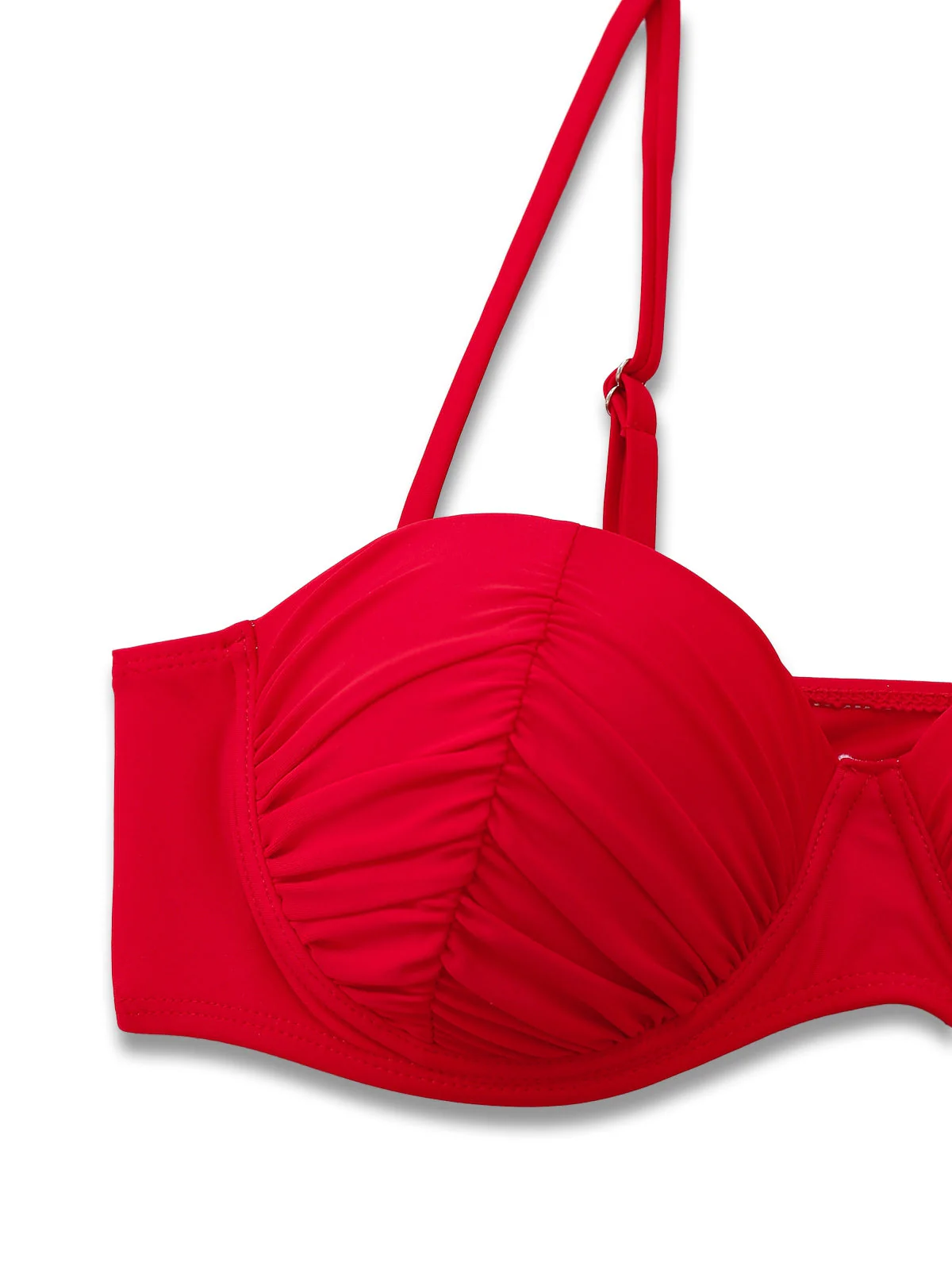 1940er Solide Hochtailliert Gerafft Bikini Set - Image 7