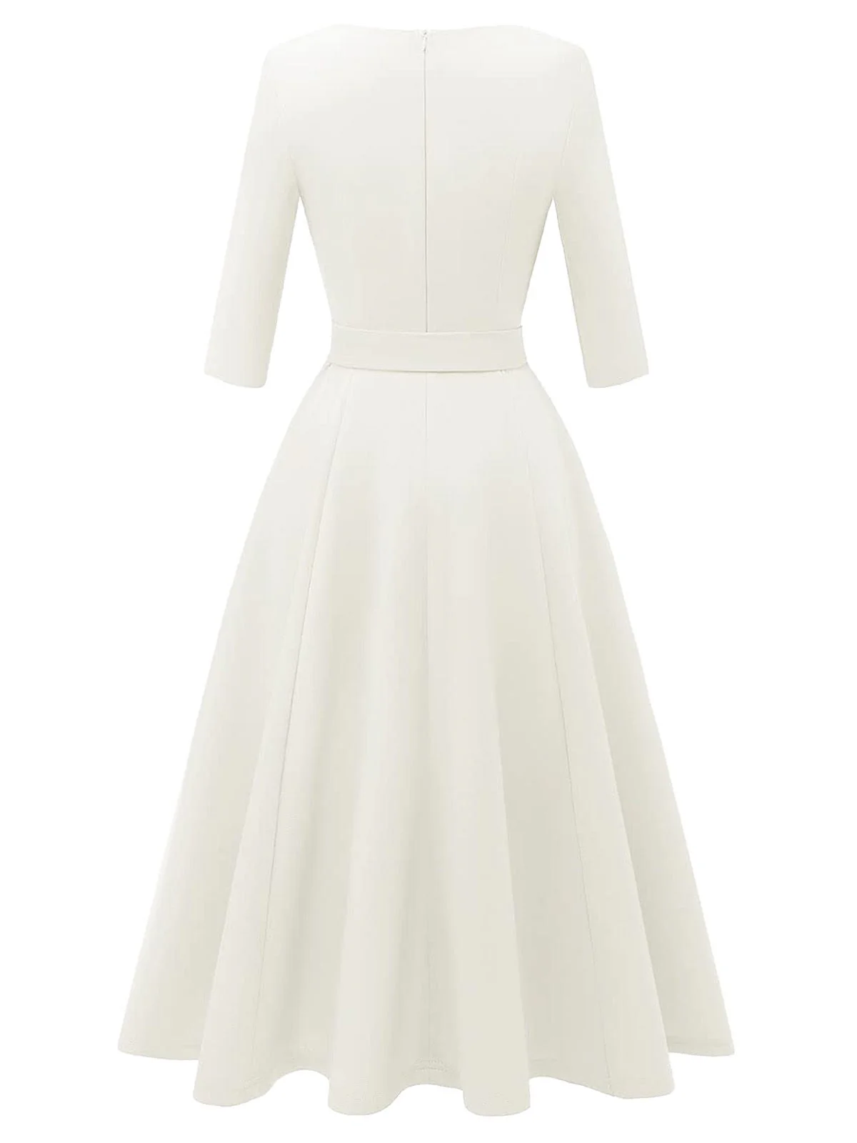 1940er Solide Passform Bogen 3/4 Ärmel Swing Kleid - Image 10