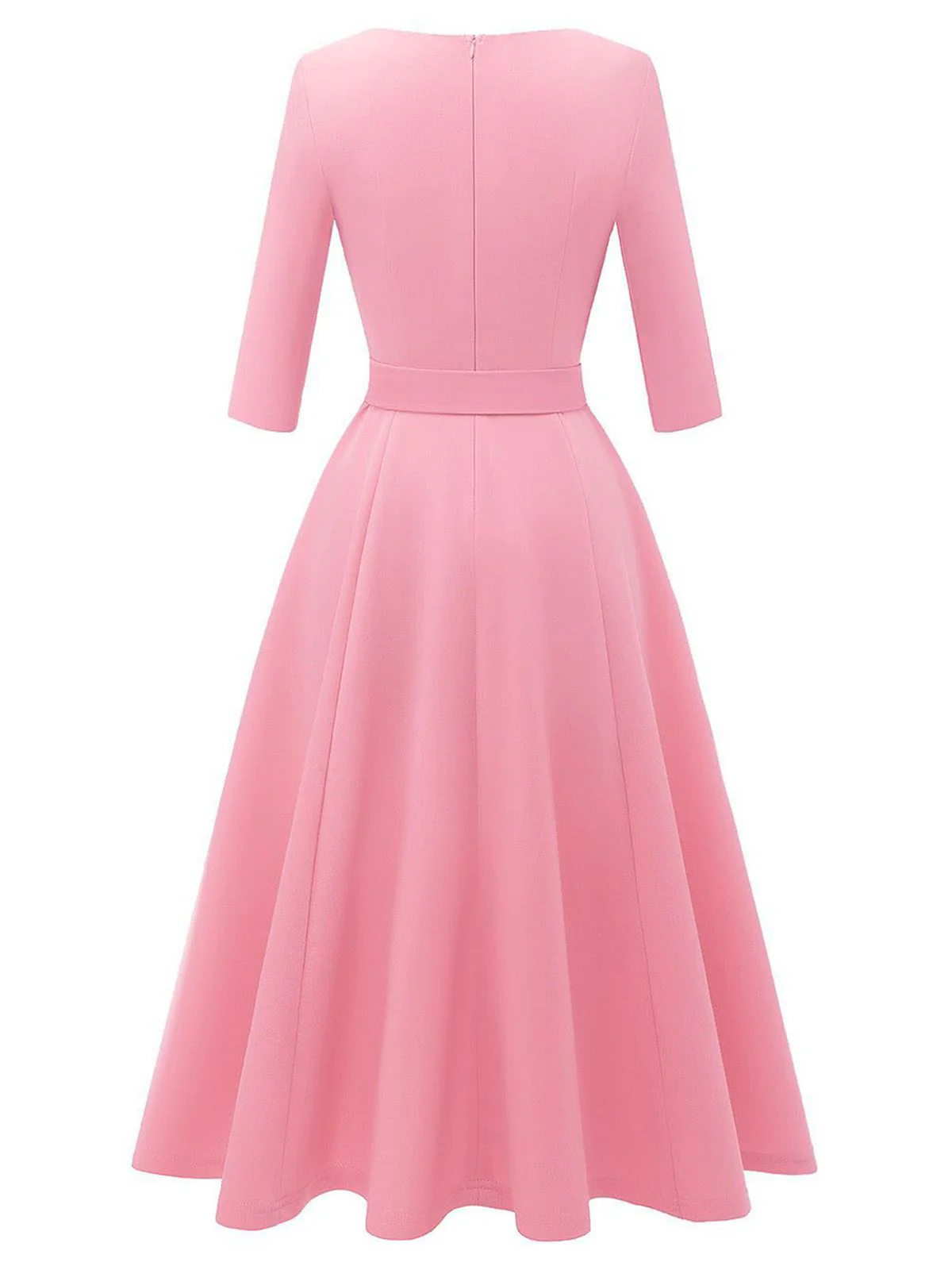 1940er Solide Passform Bogen 3/4 Ärmel Swing Kleid - Image 3