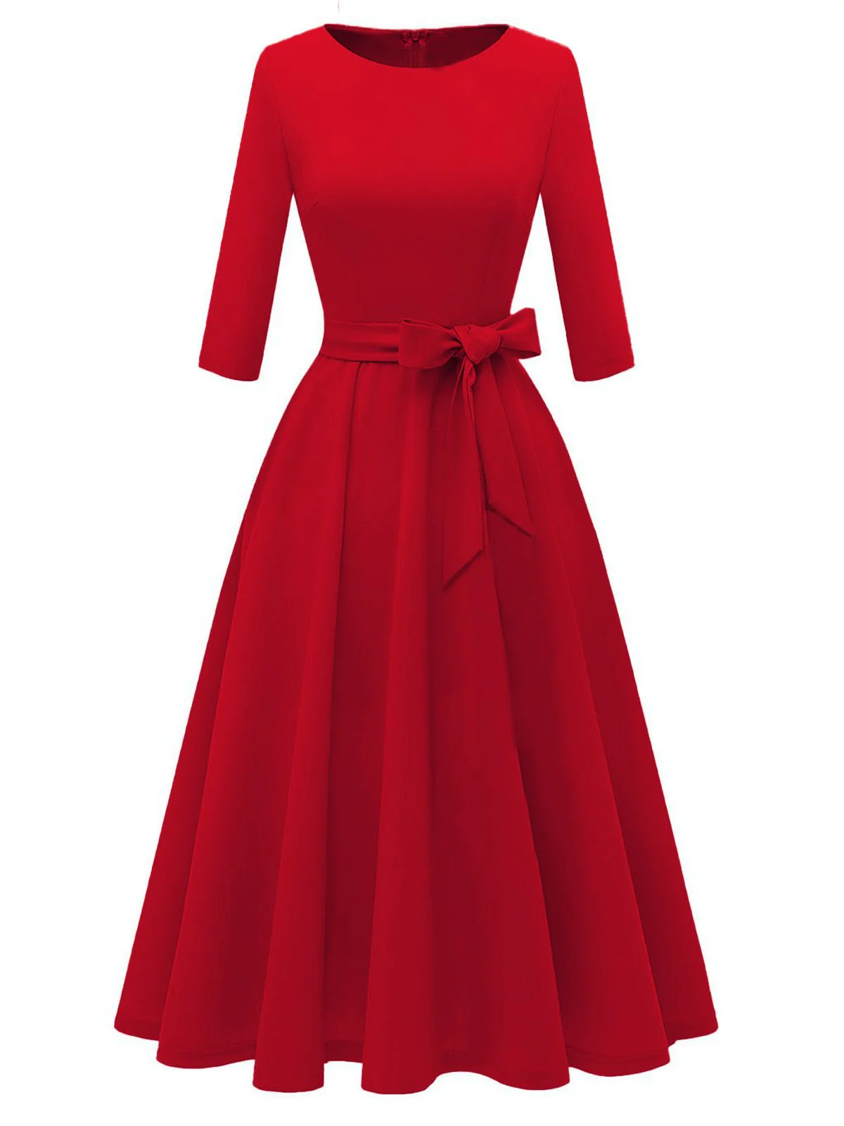 1940er Solide Passform Bogen 3/4 Ärmel Swing Kleid - Image 6