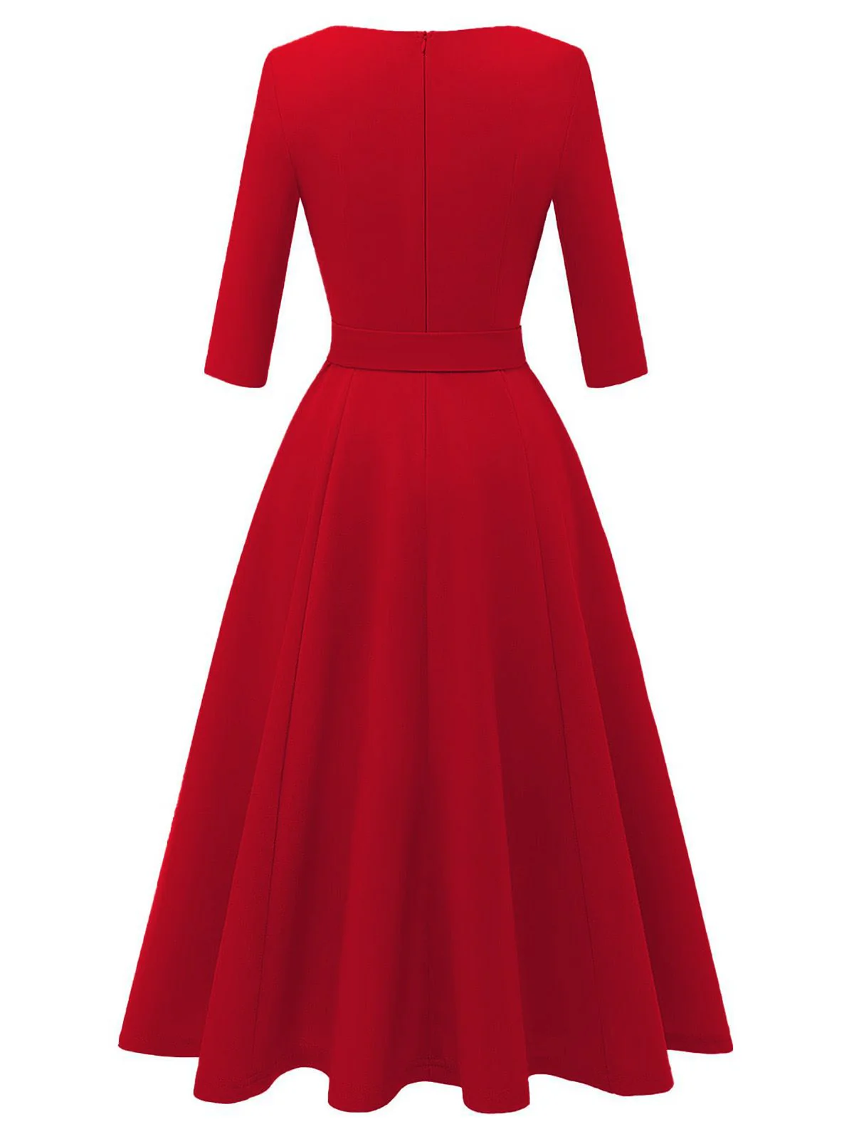 1940er Solide Passform Bogen 3/4 Ärmel Swing Kleid - Image 7