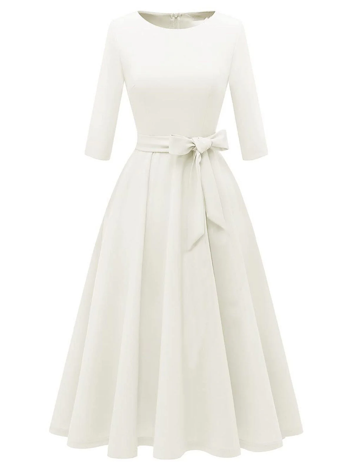 1940er Solide Passform Bogen 3/4 Ärmel Swing Kleid - Image 8