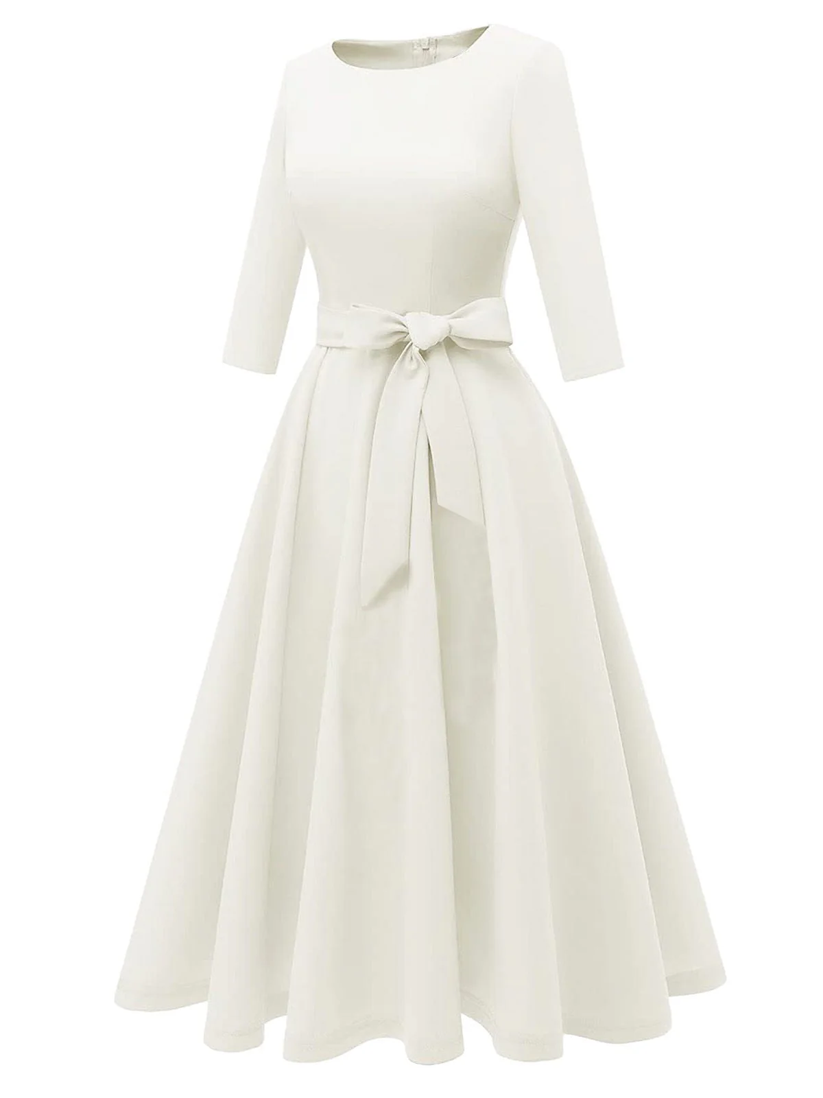 1940er Solide Passform Bogen 3/4 Ärmel Swing Kleid - Image 9