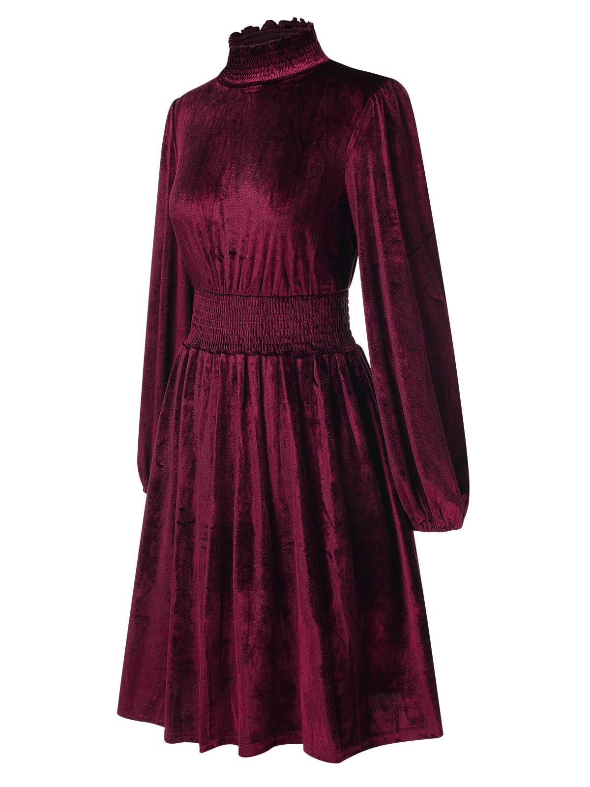 1940er Solide Stehkragen Samt Kleid - Image 2