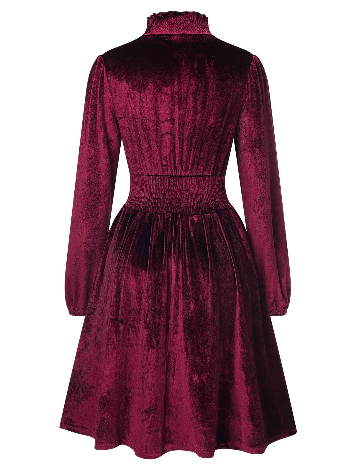 1940er Solide Stehkragen Samt Kleid - Image 3