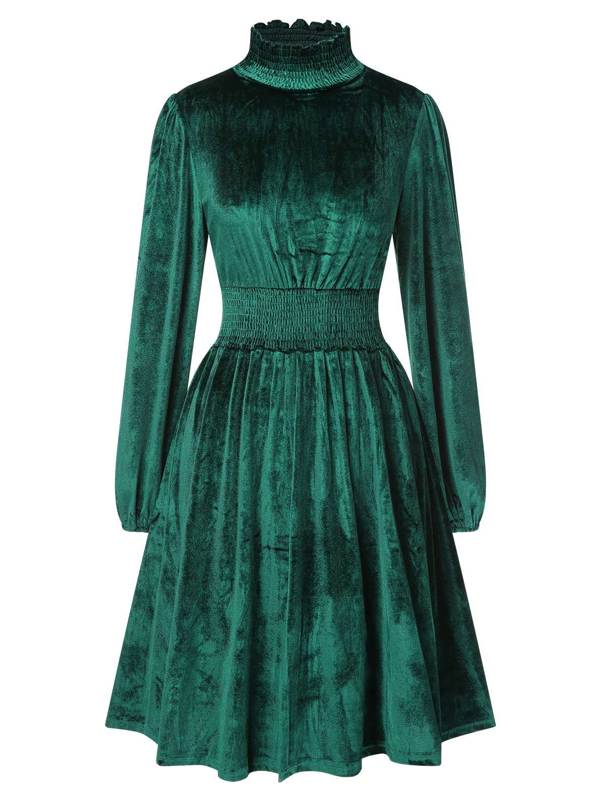 1940er Solide Stehkragen Samt Kleid - Image 5