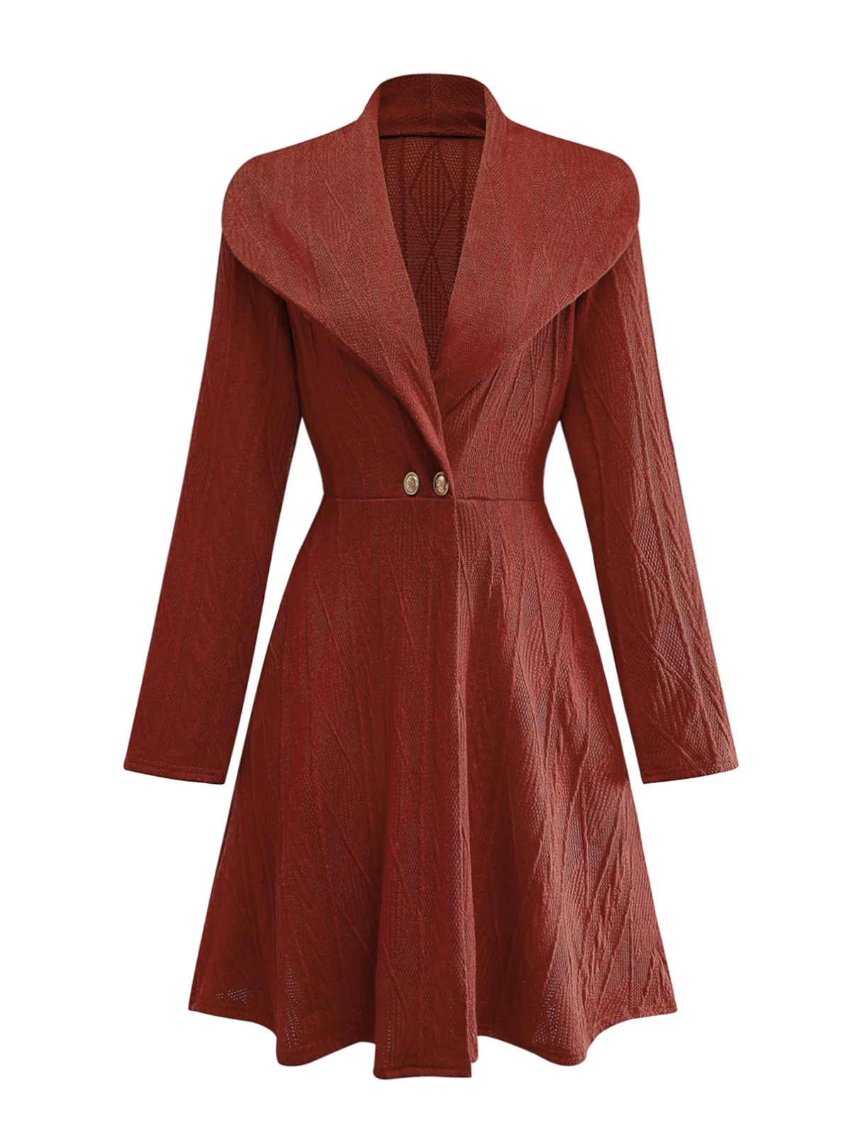 1940er Solide Stricken Groß V-Ausschnitt Tasten Kleid - Image 2
