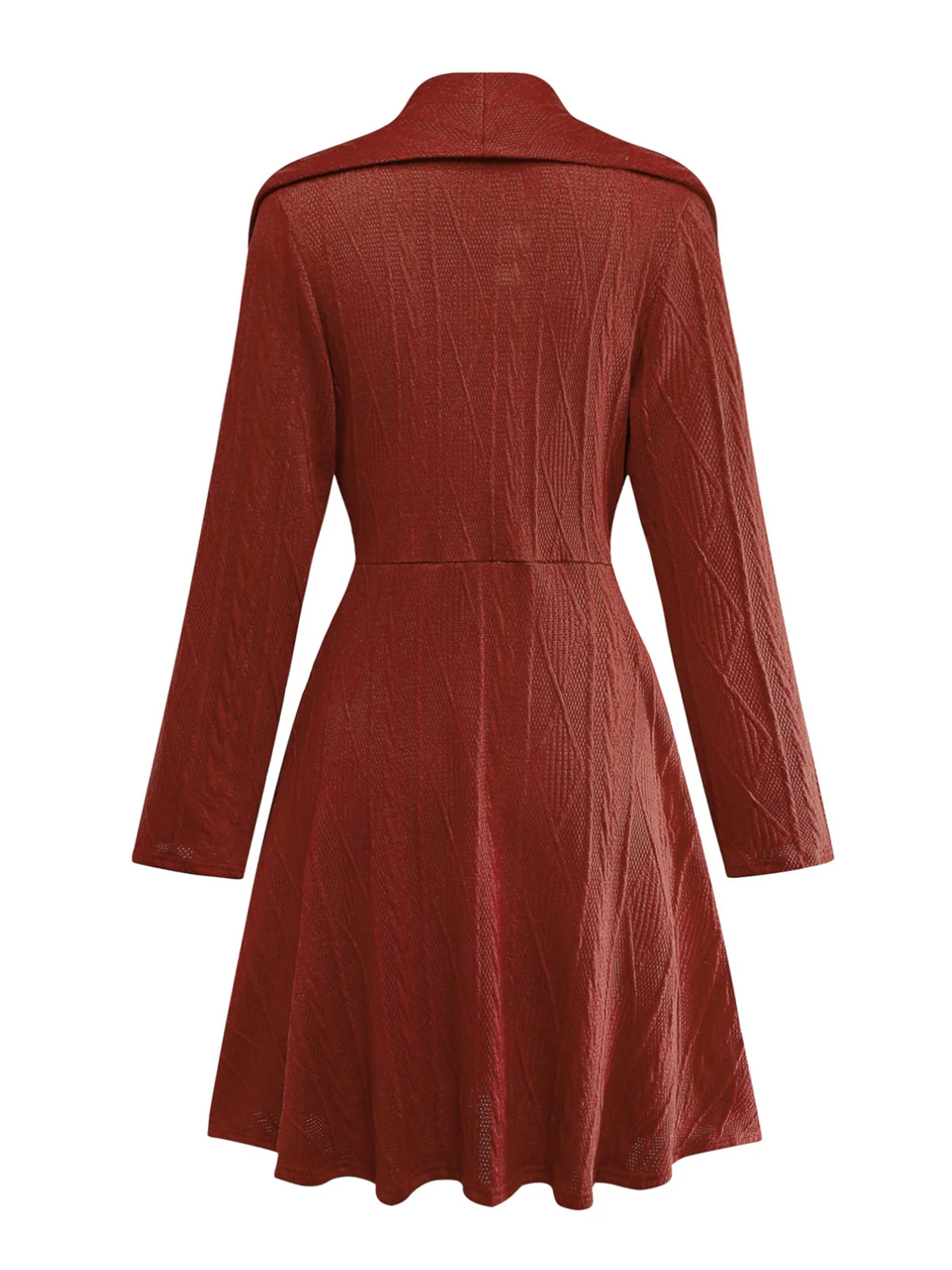 1940er Solide Stricken Groß V-Ausschnitt Tasten Kleid - Image 3