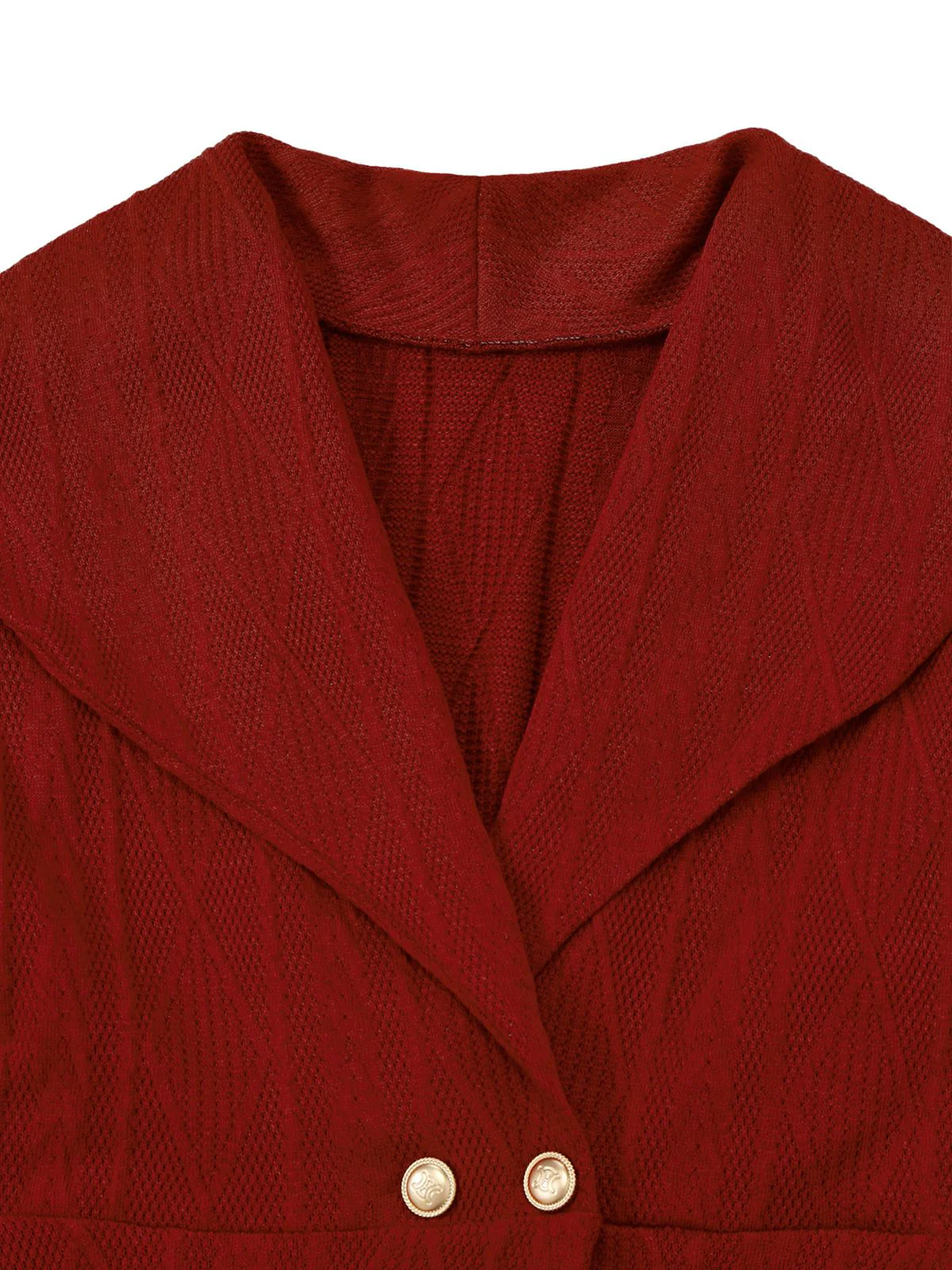 1940er Solide Stricken Groß V-Ausschnitt Tasten Kleid - Image 4