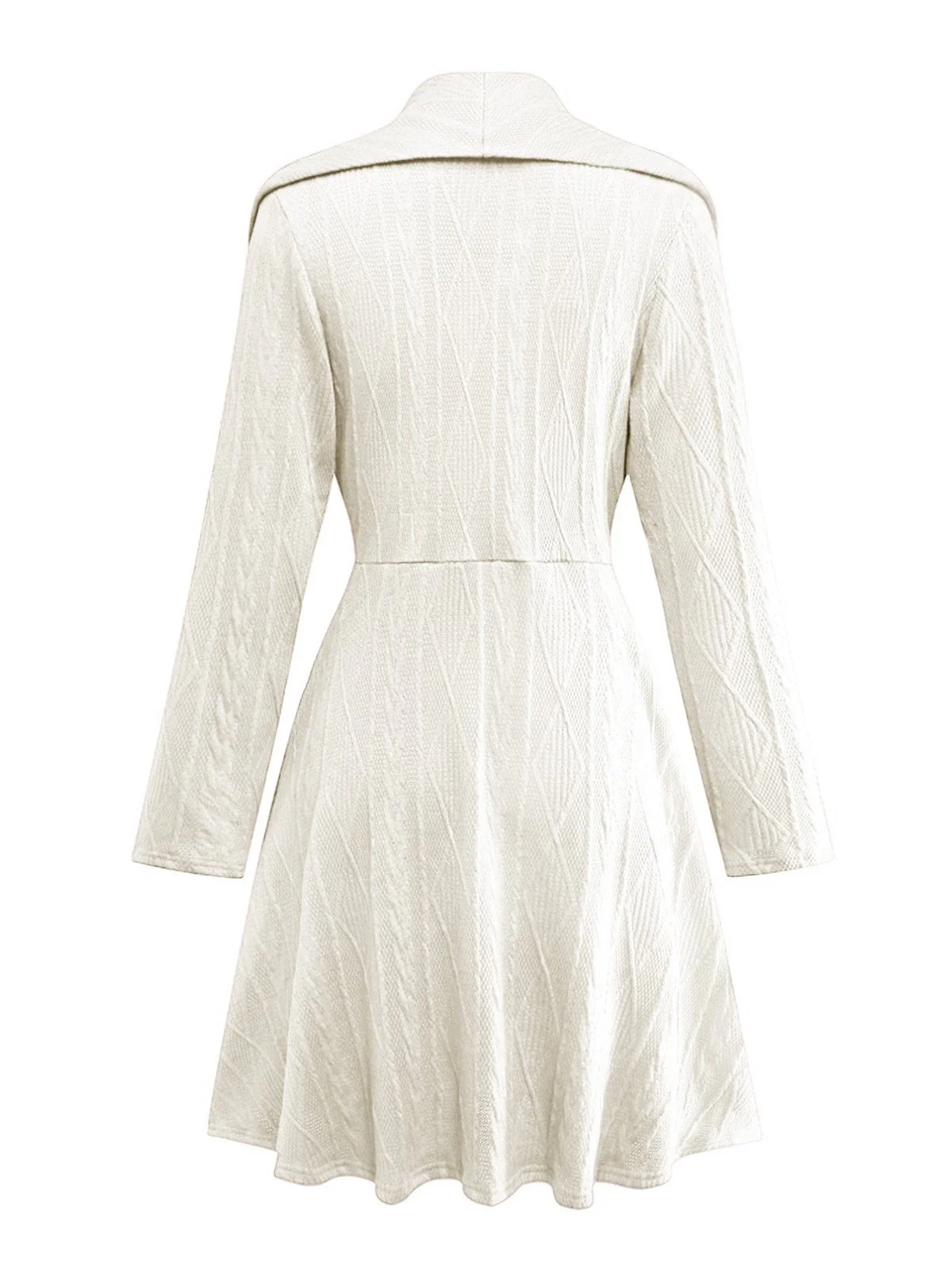 1940er Solide Stricken Groß V-Ausschnitt Tasten Kleid - Image 9
