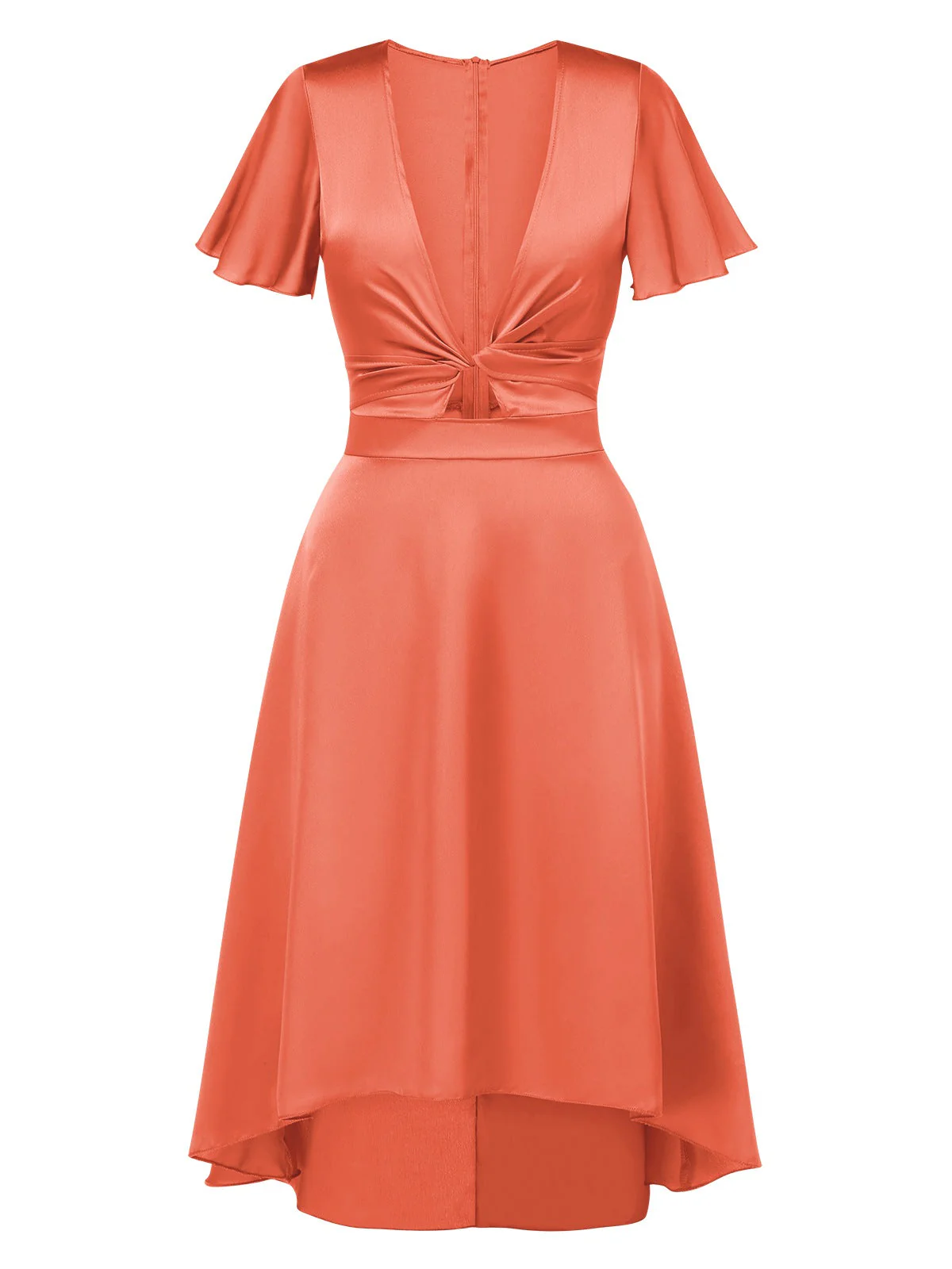 1940er Solide Tief V-Ausschnitt Twisted Satin Kleid - Image 4