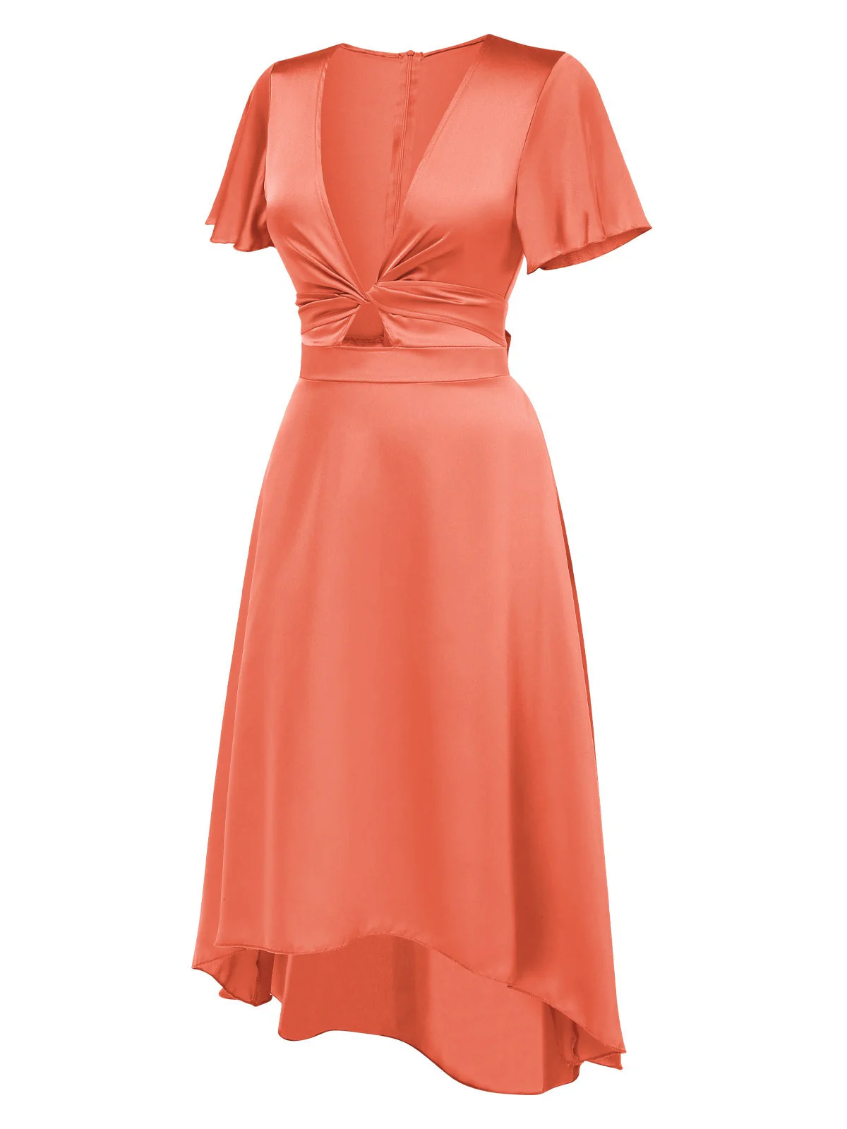 1940er Solide Tief V-Ausschnitt Twisted Satin Kleid - Image 5