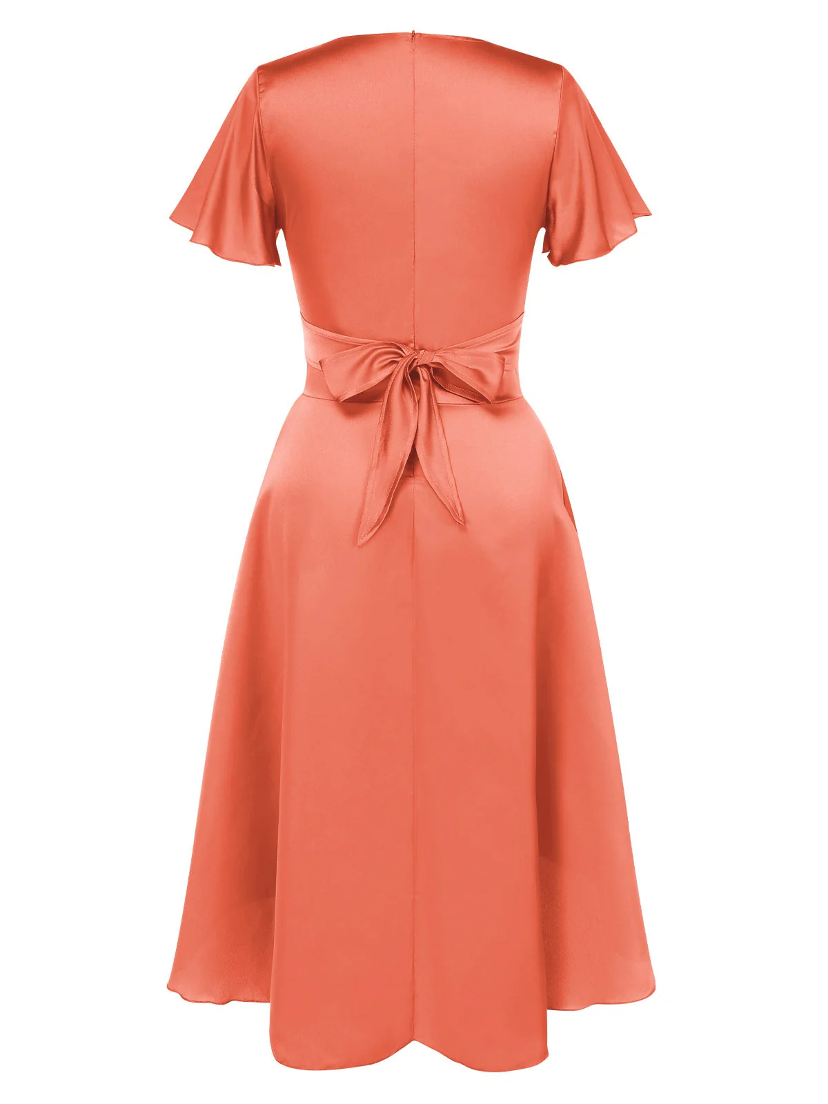 1940er Solide Tief V-Ausschnitt Twisted Satin Kleid - Image 6