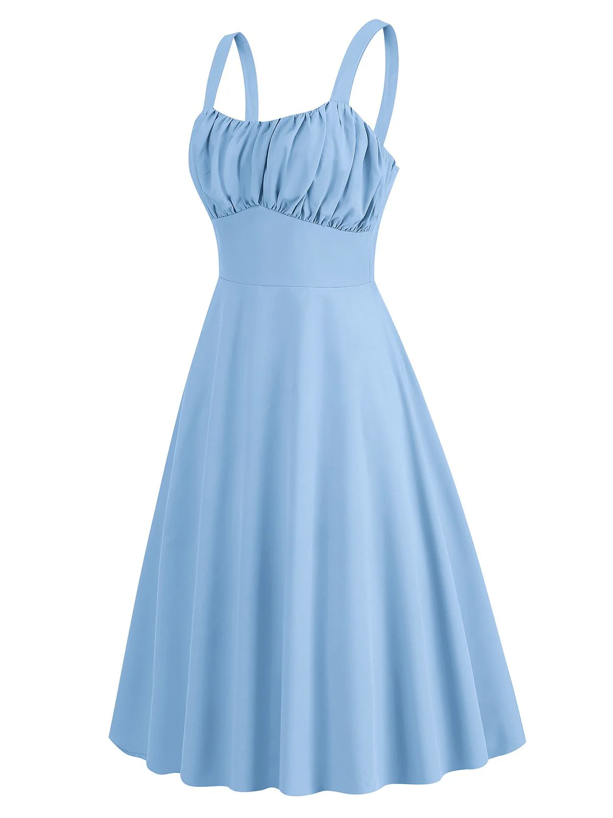 1940er Solide Träger A-Linie Plissiertes Kleid - Image 2