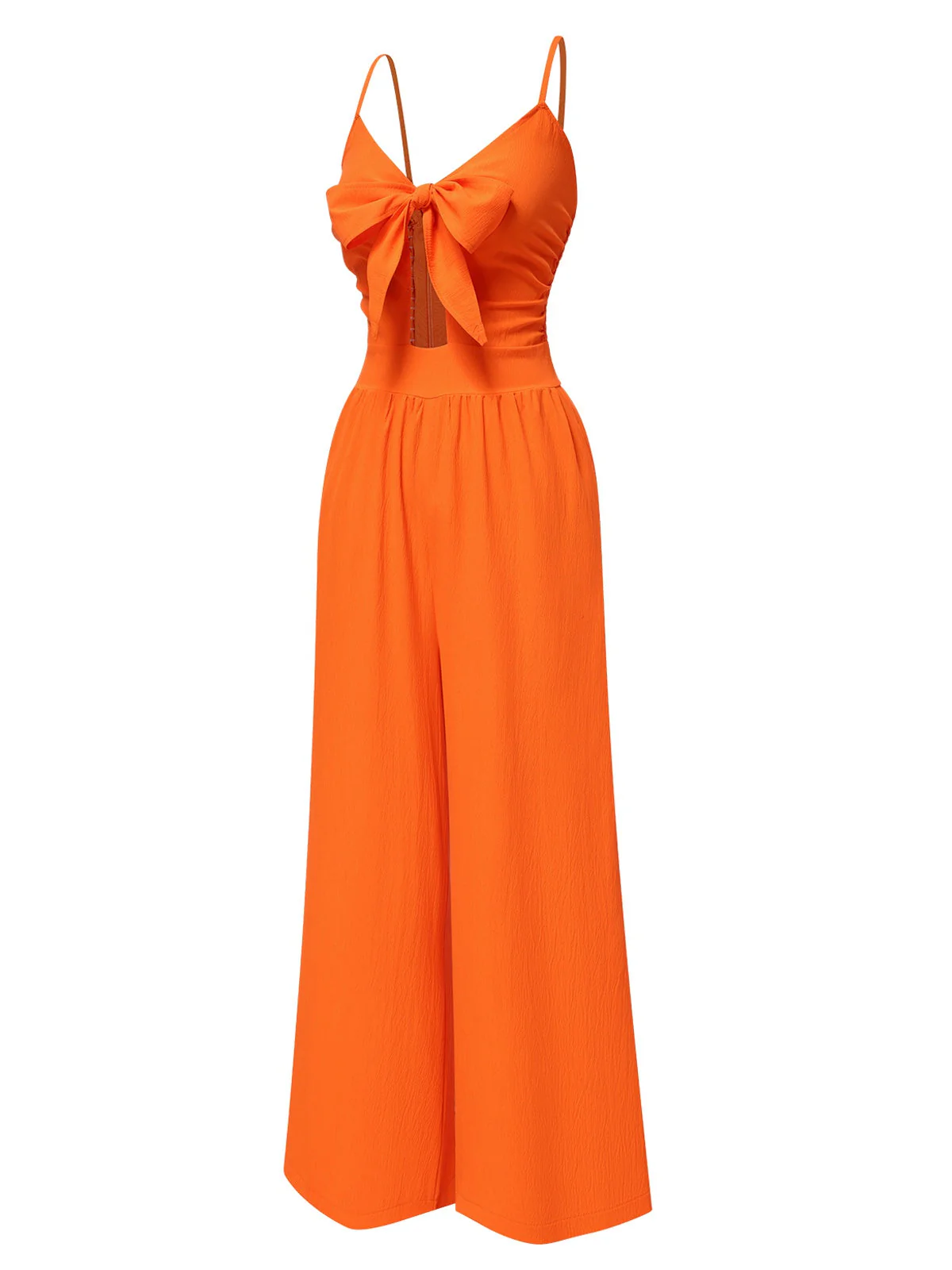 1940er Solide V-Ausschnitt Aushöhlen Bogen Träger Jumpsuit - Image 2