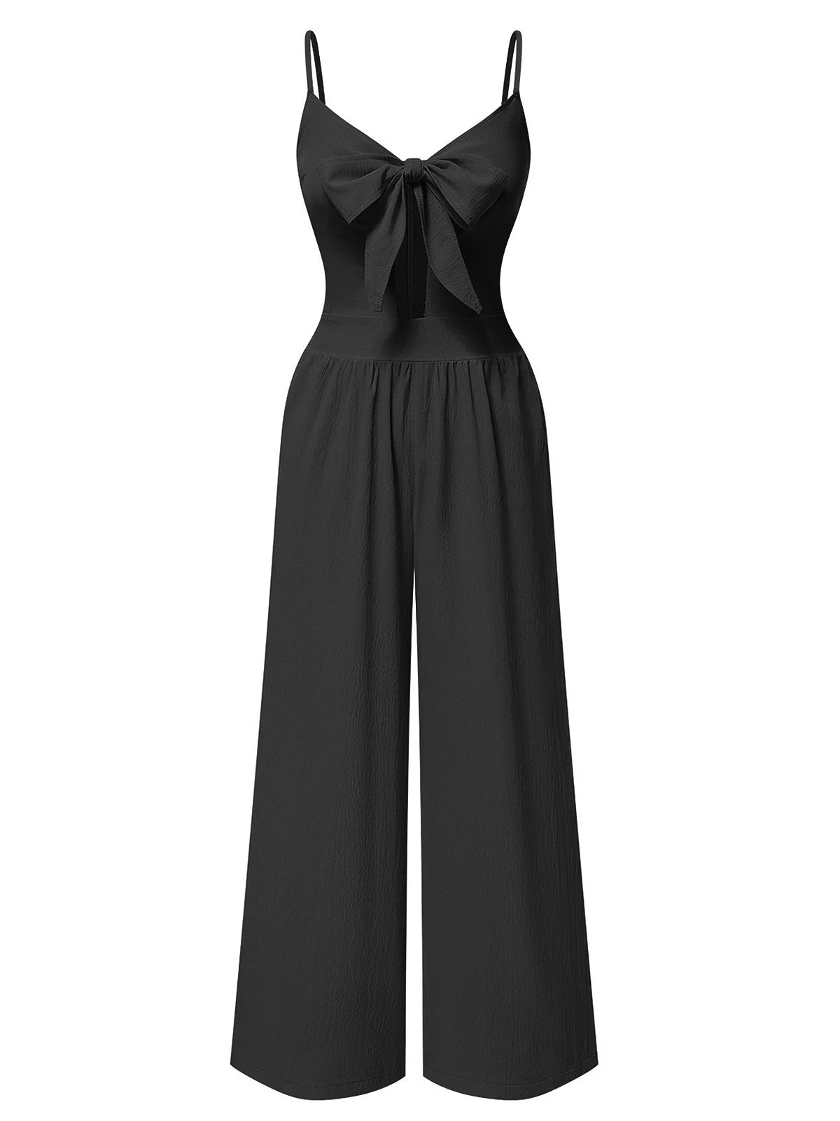 1940er Solide V-Ausschnitt Aushöhlen Bogen Träger Jumpsuit - Image 4