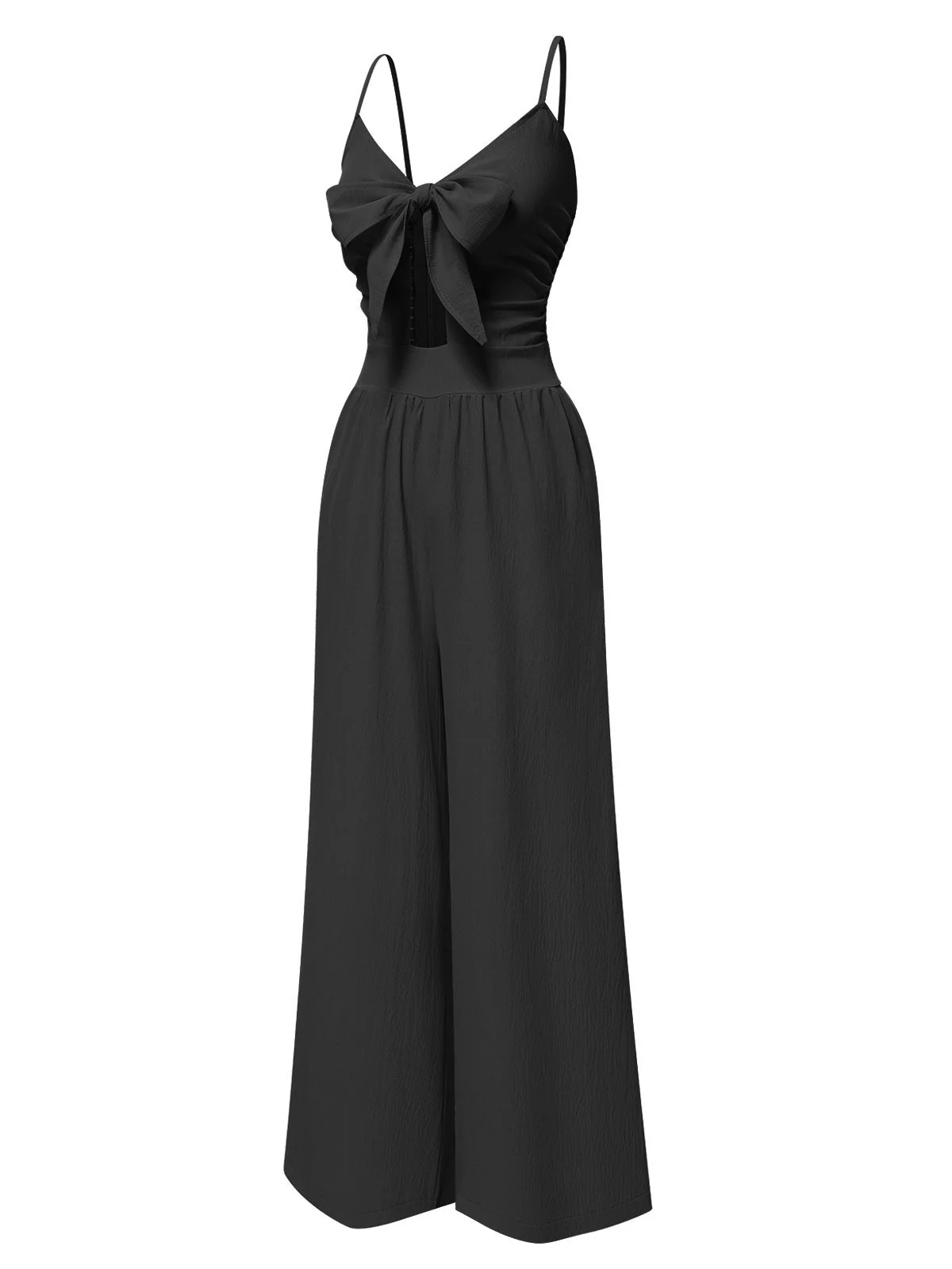 1940er Solide V-Ausschnitt Aushöhlen Bogen Träger Jumpsuit - Image 5