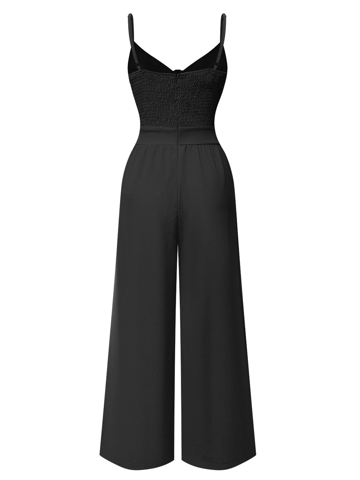 1940er Solide V-Ausschnitt Aushöhlen Bogen Träger Jumpsuit - Image 6
