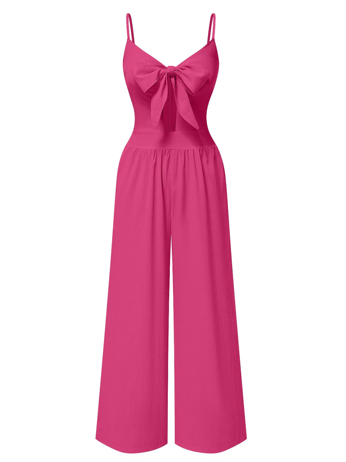 1940er Solide V-Ausschnitt Aushöhlen Bogen Träger Jumpsuit - Image 7