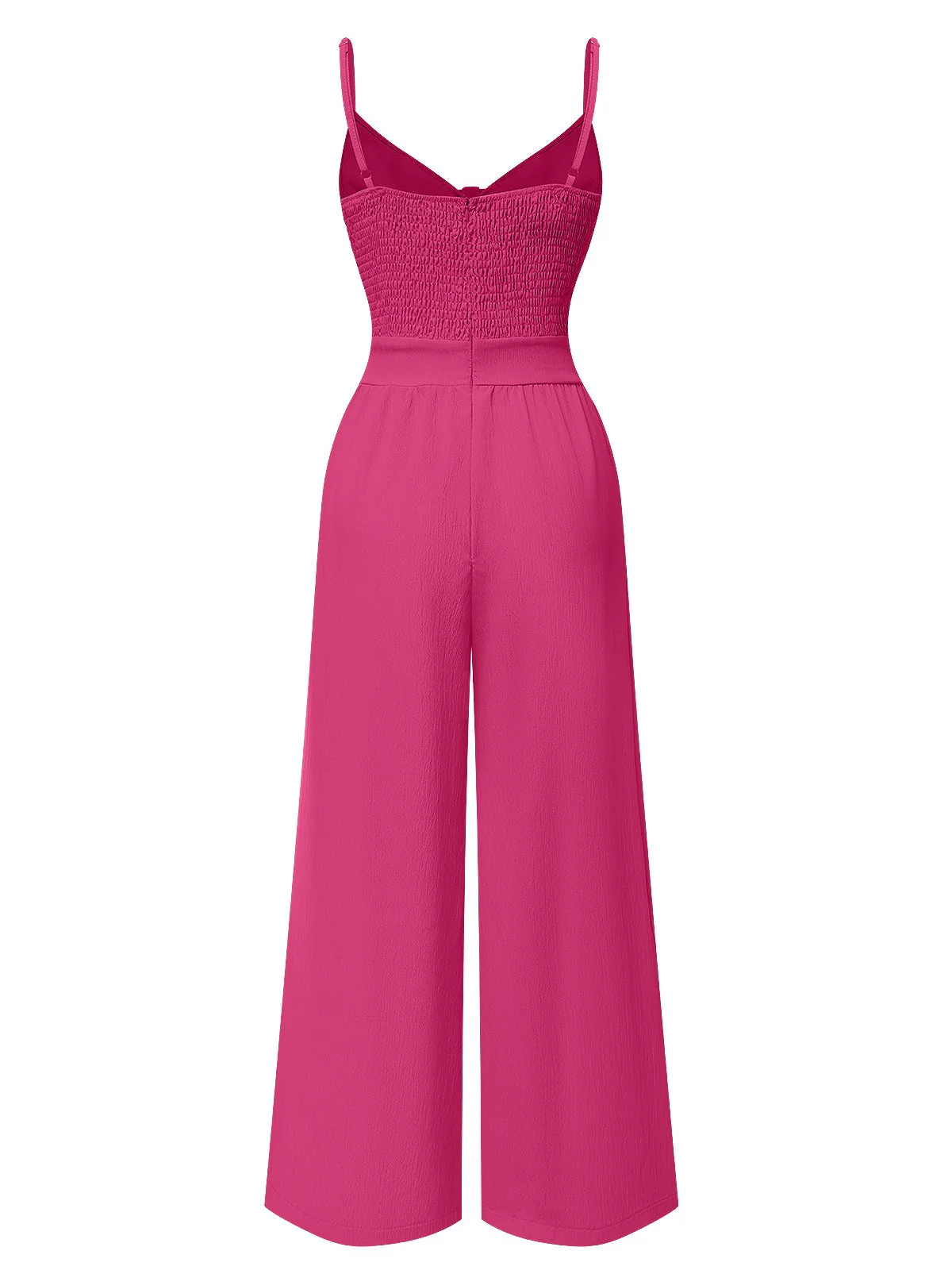 1940er Solide V-Ausschnitt Aushöhlen Bogen Träger Jumpsuit - Image 9
