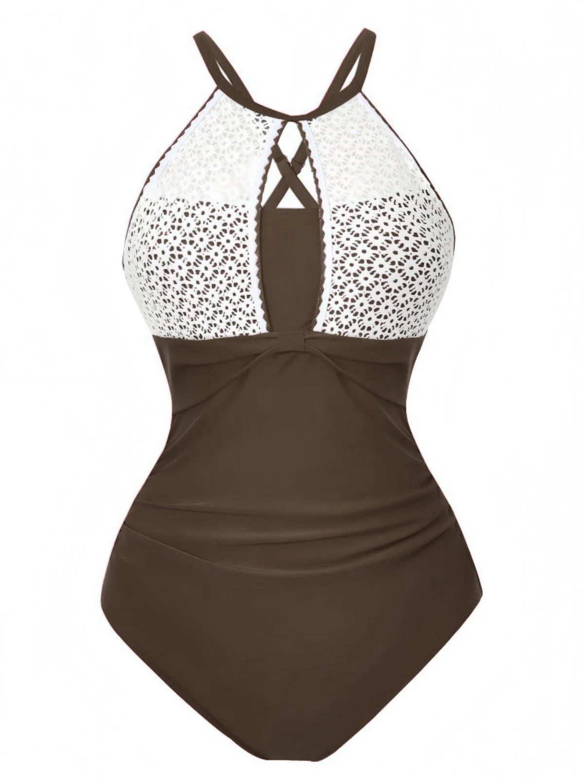 1940er Spitze Patchwork Halter Einteiliger Badeanzug - Image 10