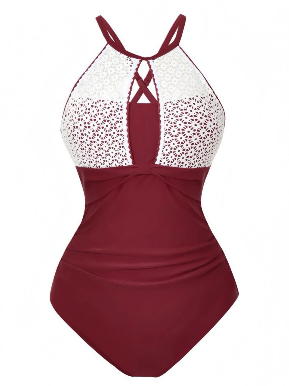 1940er Spitze Patchwork Halter Einteiliger Badeanzug - Image 9