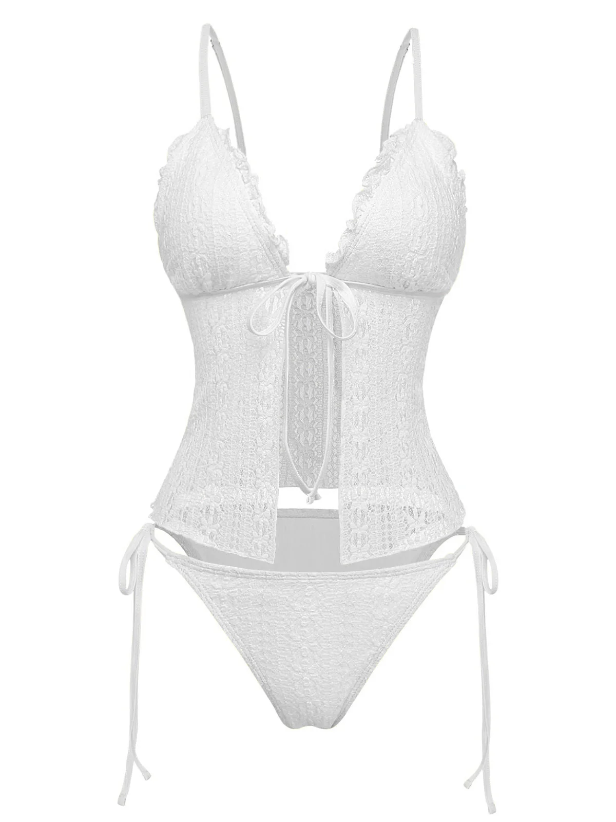 1940er Spitze Stricken Doppelschicht Stoff Tankini Set - Image 10