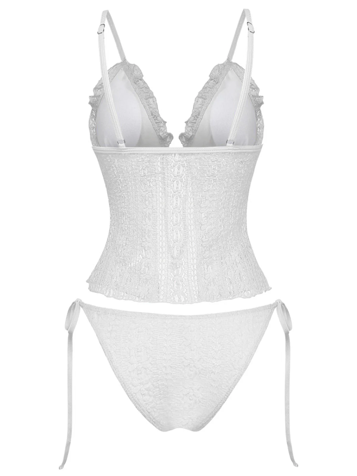1940er Spitze Stricken Doppelschicht Stoff Tankini Set - Image 11