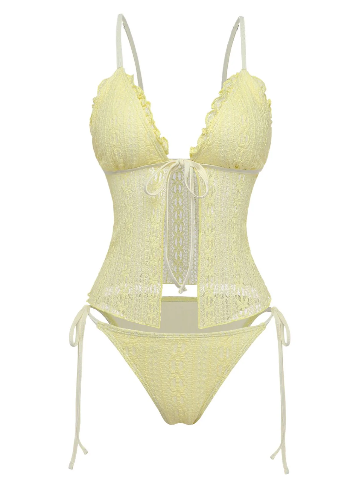 1940er Spitze Stricken Doppelschicht Stoff Tankini Set - Image 2