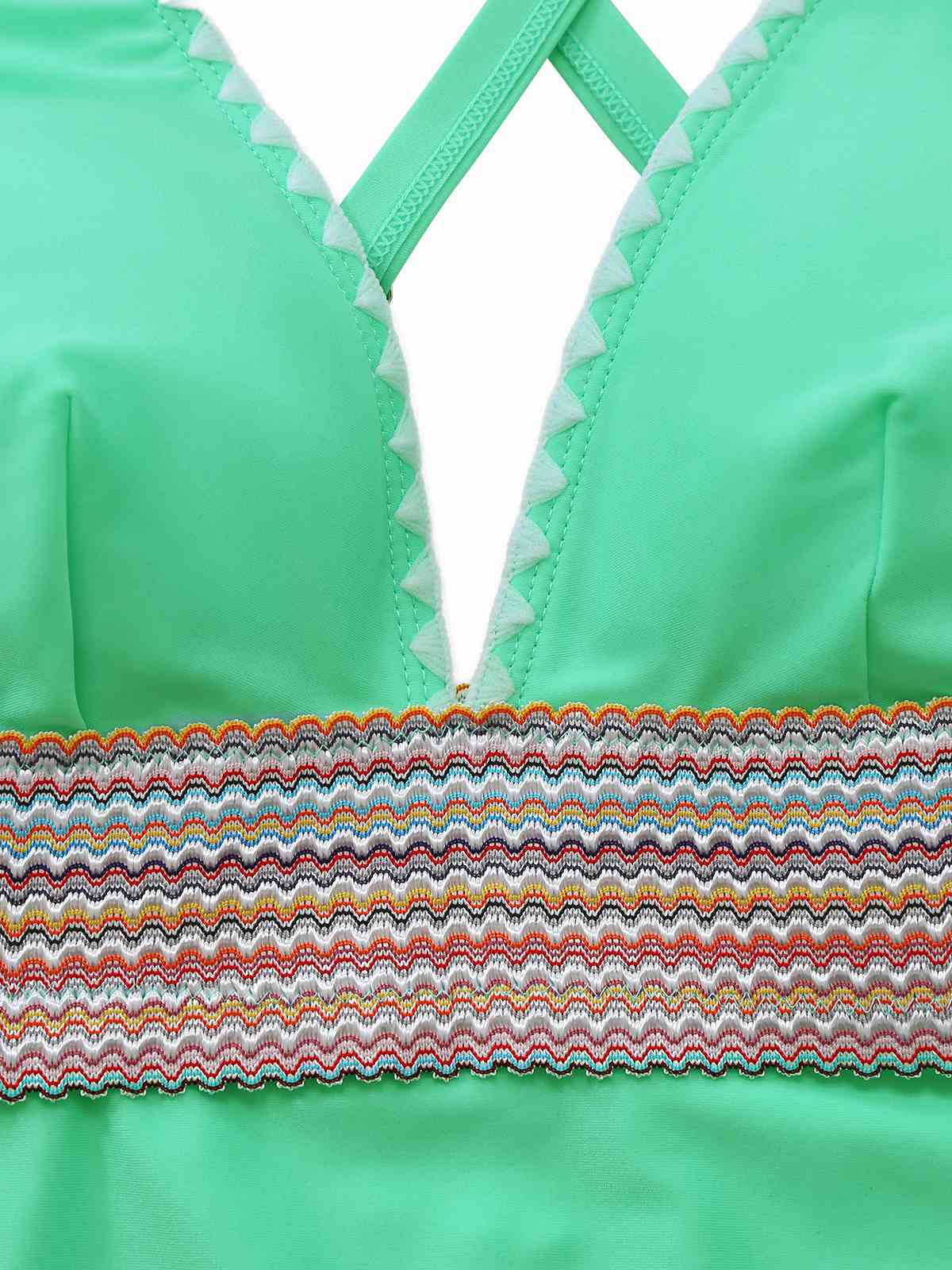 1940er Tiefer V-Ausschnitt Wellig Patchwork Einteiliger Badeanzug - Image 10