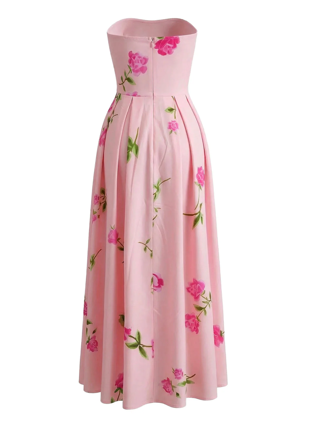 1940er Trägerlos Blumen Hohe Taille Swing Kleid - Image 3