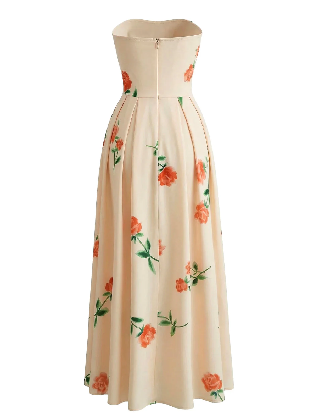 1940er Trägerlos Blumen Hohe Taille Swing Kleid - Image 5