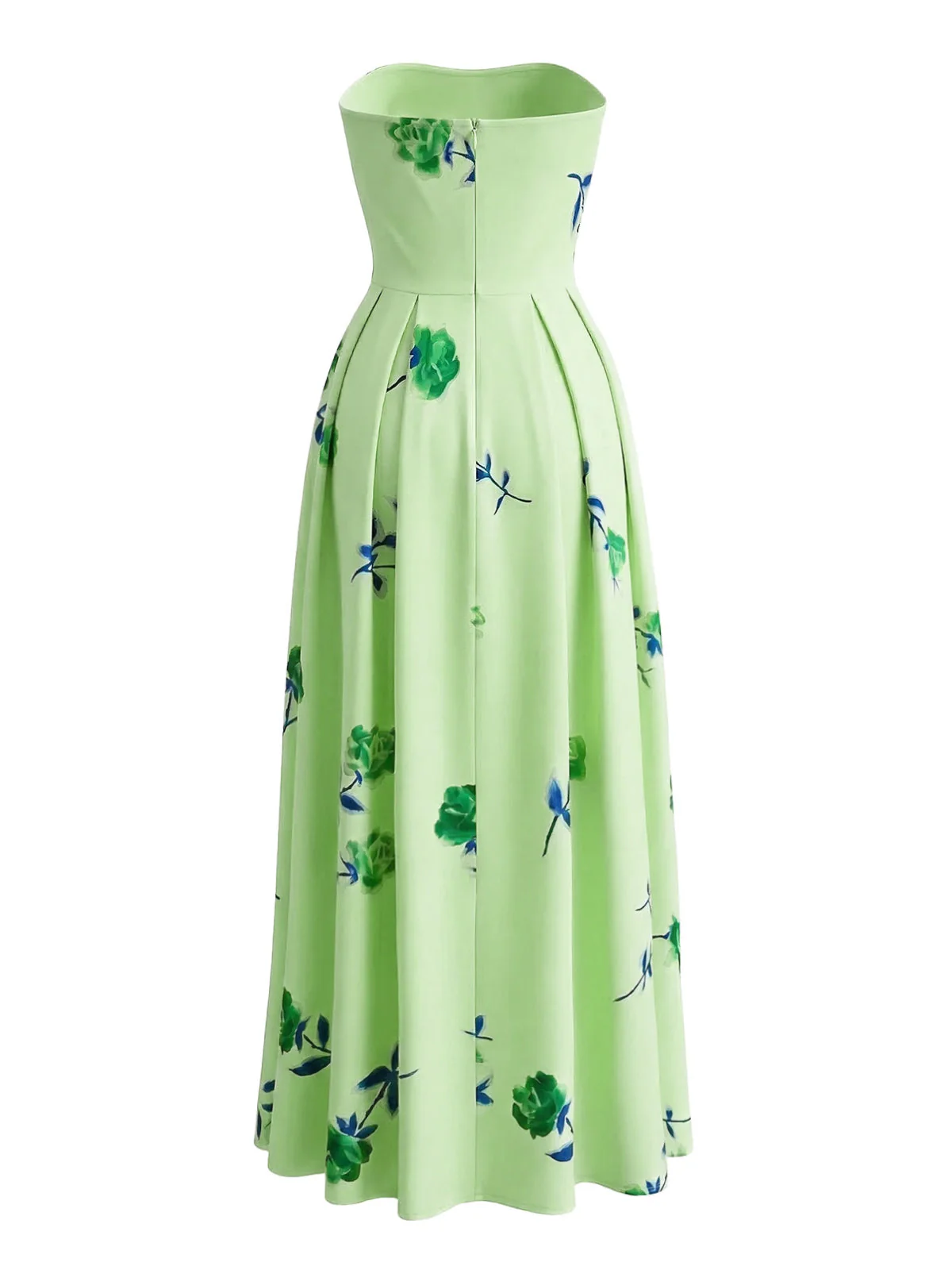 1940er Trägerlos Blumen Hohe Taille Swing Kleid - Image 7