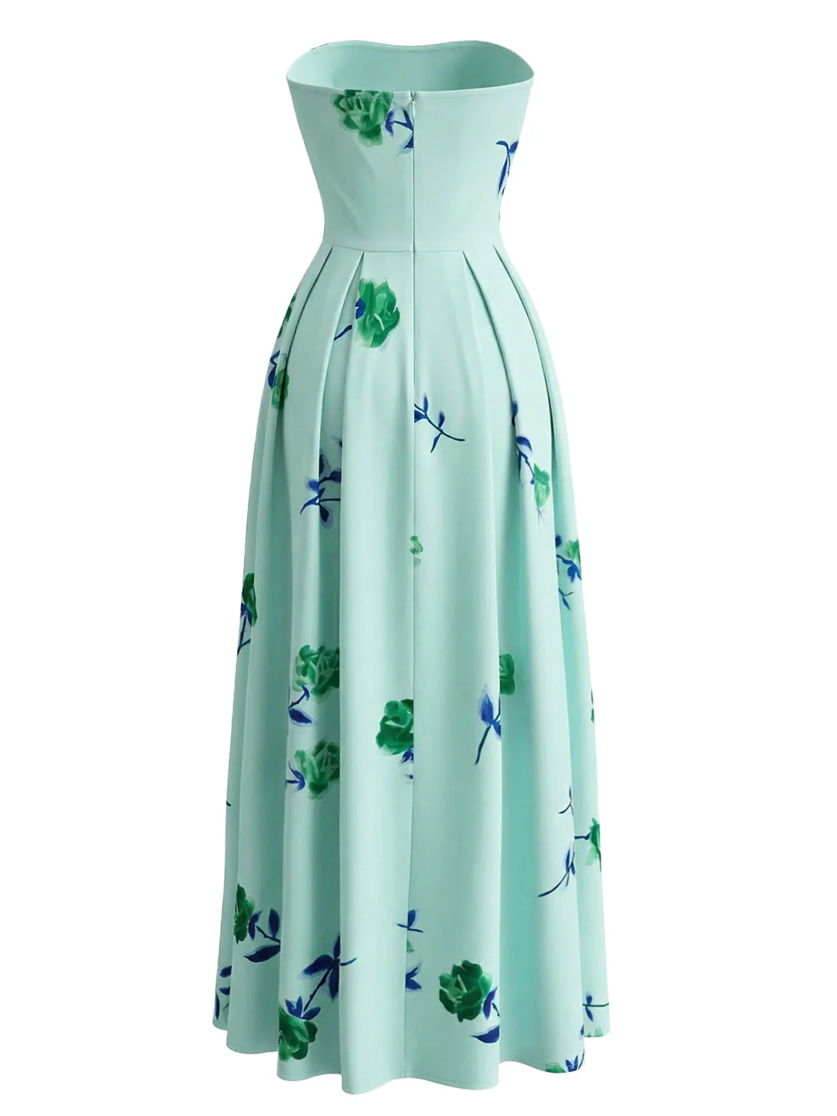 1940er Trägerlos Blumen Hohe Taille Swing Kleid - Image 9