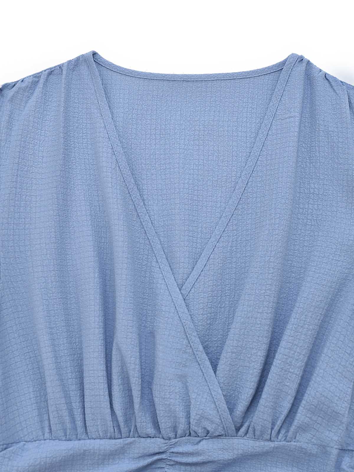 1940er V-Ausschnitt Rüschenärmel Schlitz Kleid - Image 3