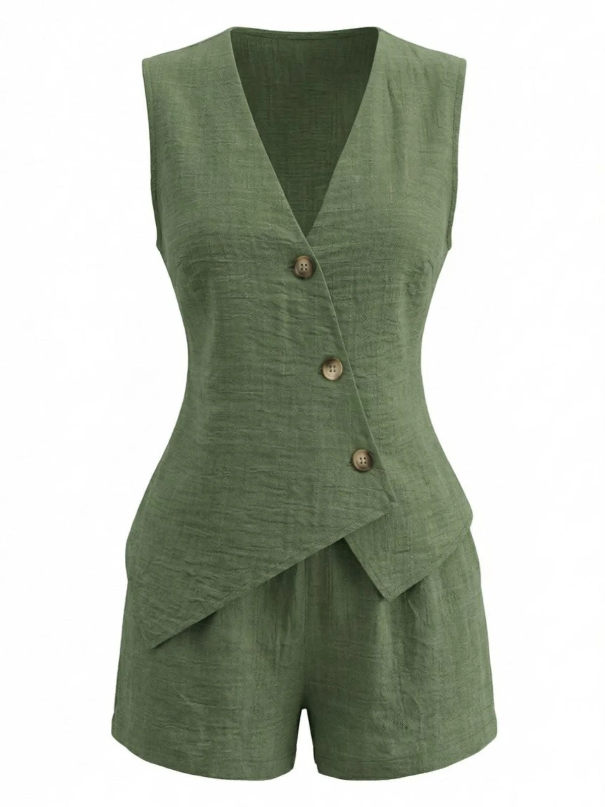 1940er V-Ausschnitt Schnürung Weste & Shorts Set - Image 2