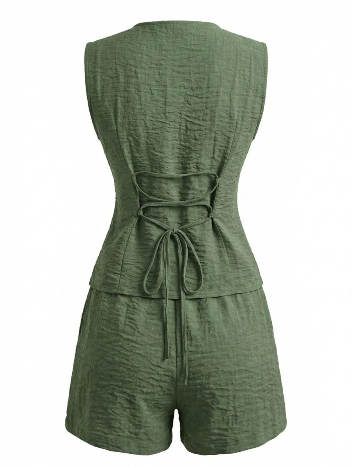 1940er V-Ausschnitt Schnürung Weste & Shorts Set - Image 3