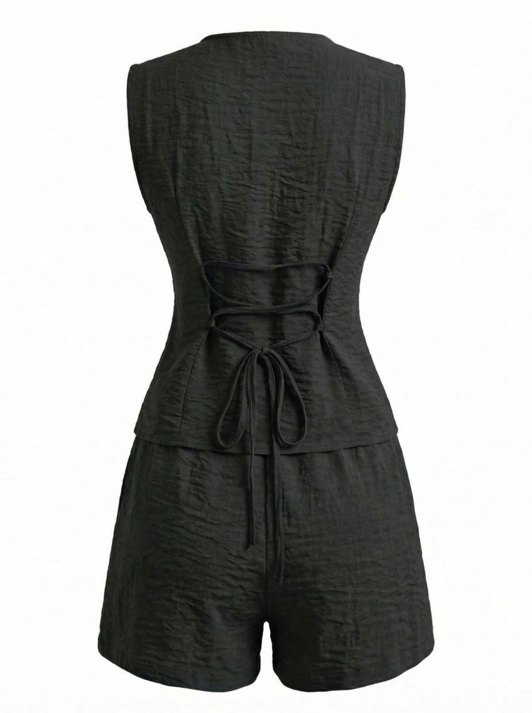 1940er V-Ausschnitt Schnürung Weste & Shorts Set - Image 5