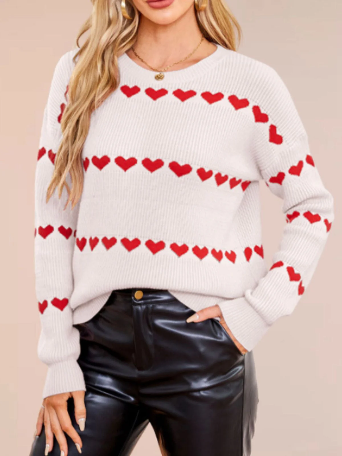 1940er Valentinstag Herz Gestrickt Pullover - Image 11
