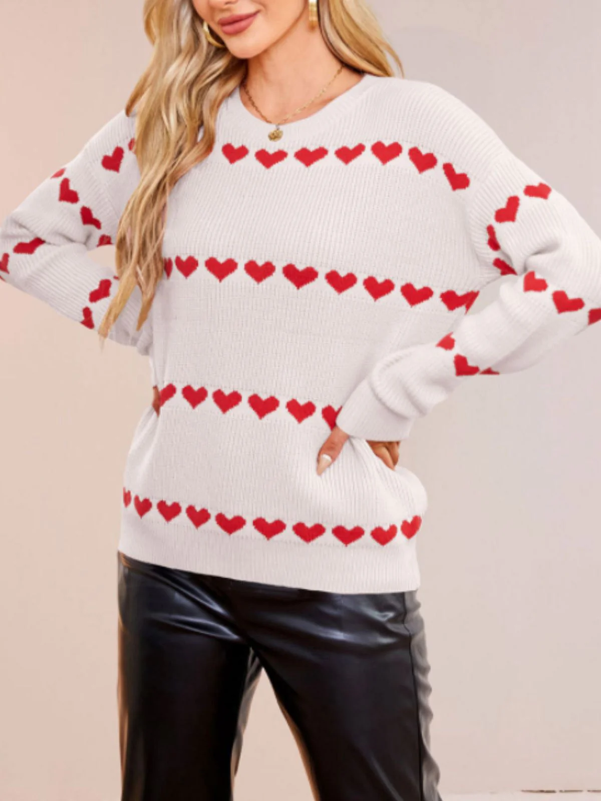 1940er Valentinstag Herz Gestrickt Pullover - Image 12
