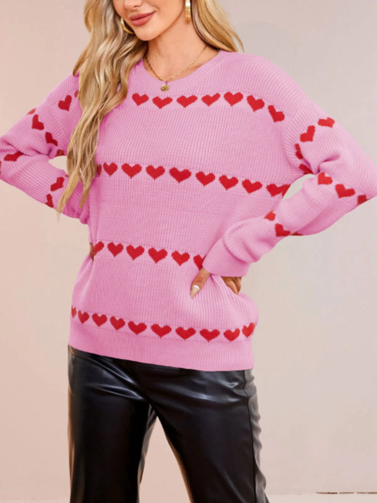 1940er Valentinstag Herz Gestrickt Pullover - Image 3