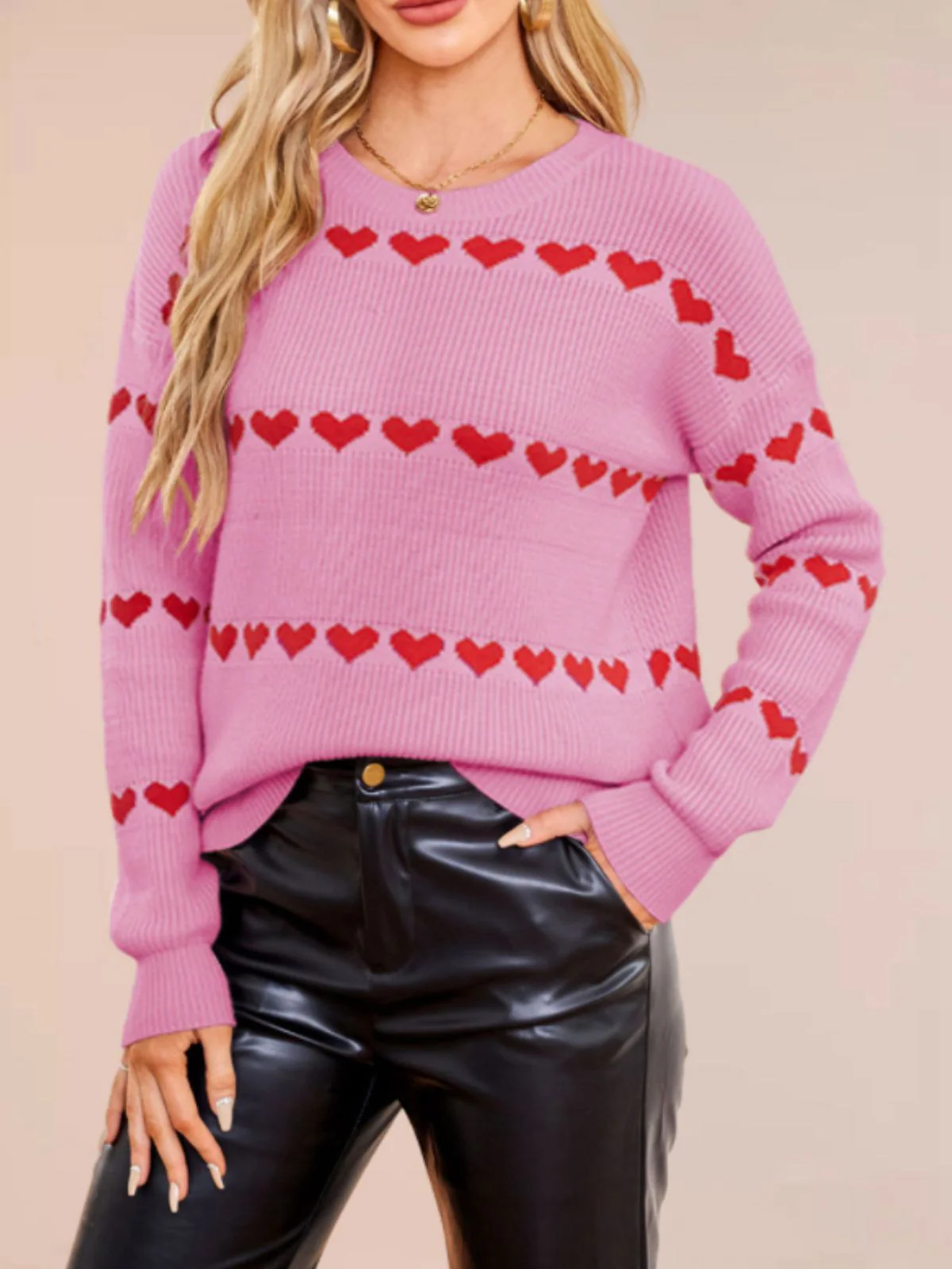 1940er Valentinstag Herz Gestrickt Pullover - Image 4