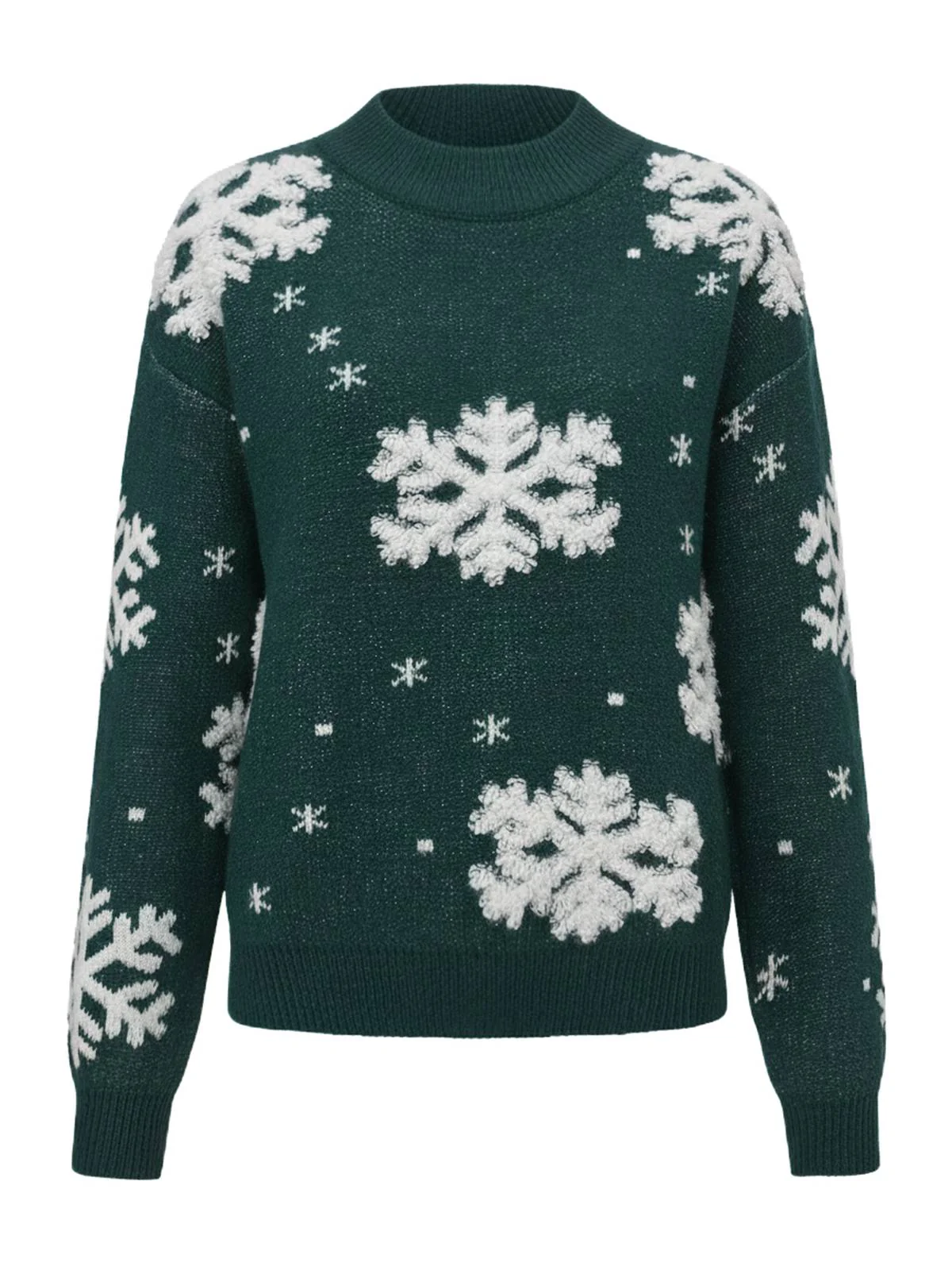 1940er Weihnachten Fleece-Schneeflocke Rollkragen Pullover - Image 2