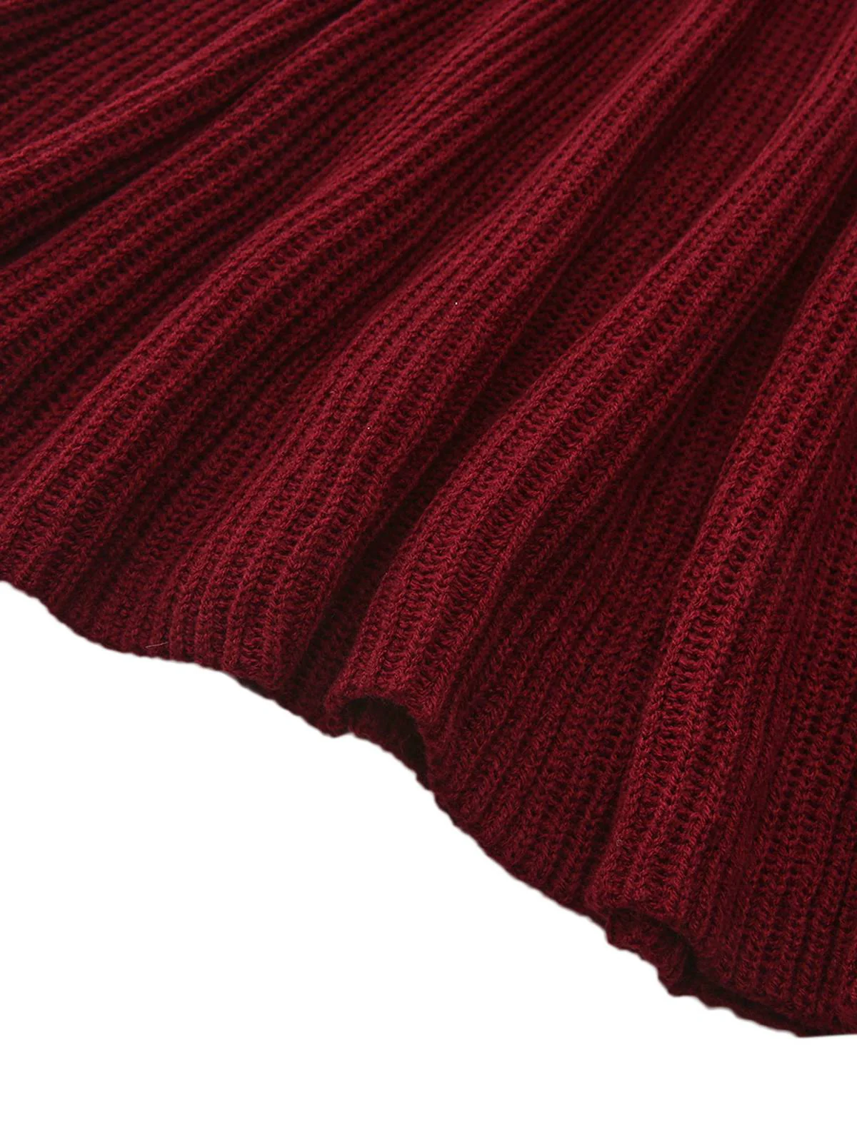 1940er Solide Stricken Laternenärmel Pullover Kleid - Image 3