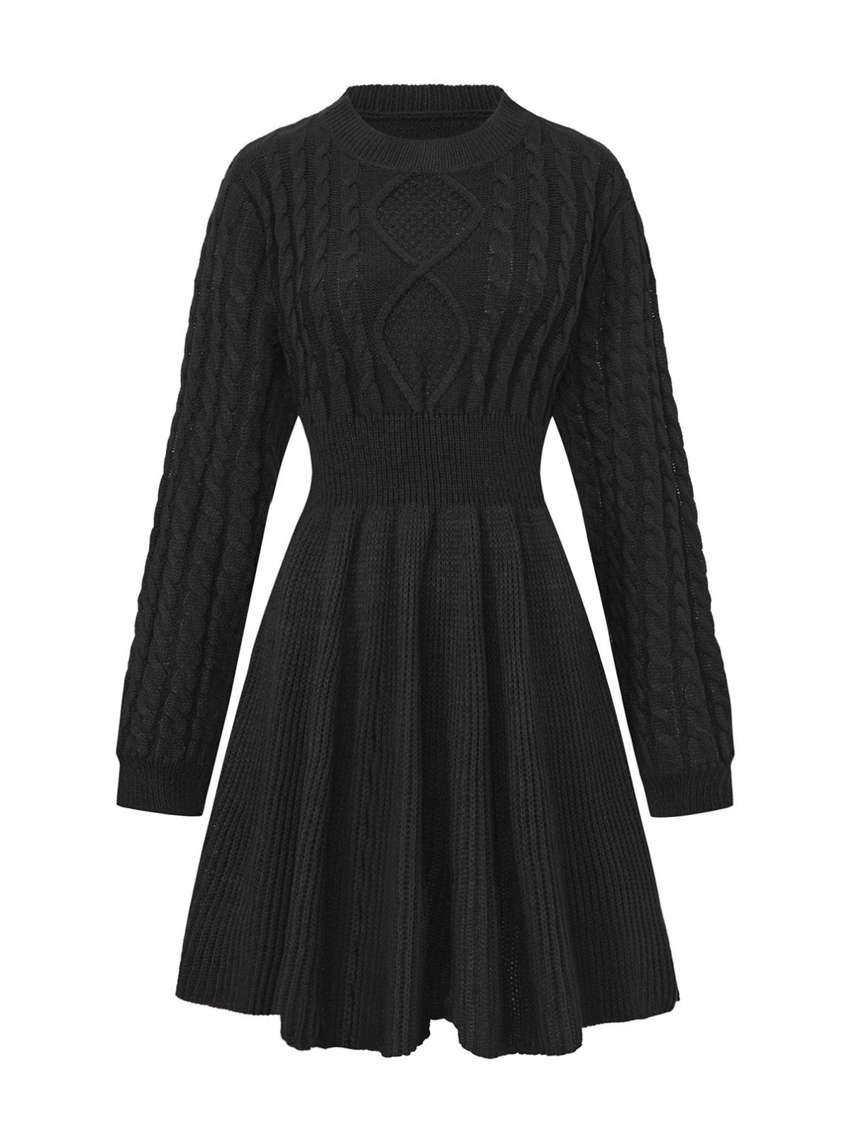 1940er Solide Stricken Laternenärmel Pullover Kleid - Image 6