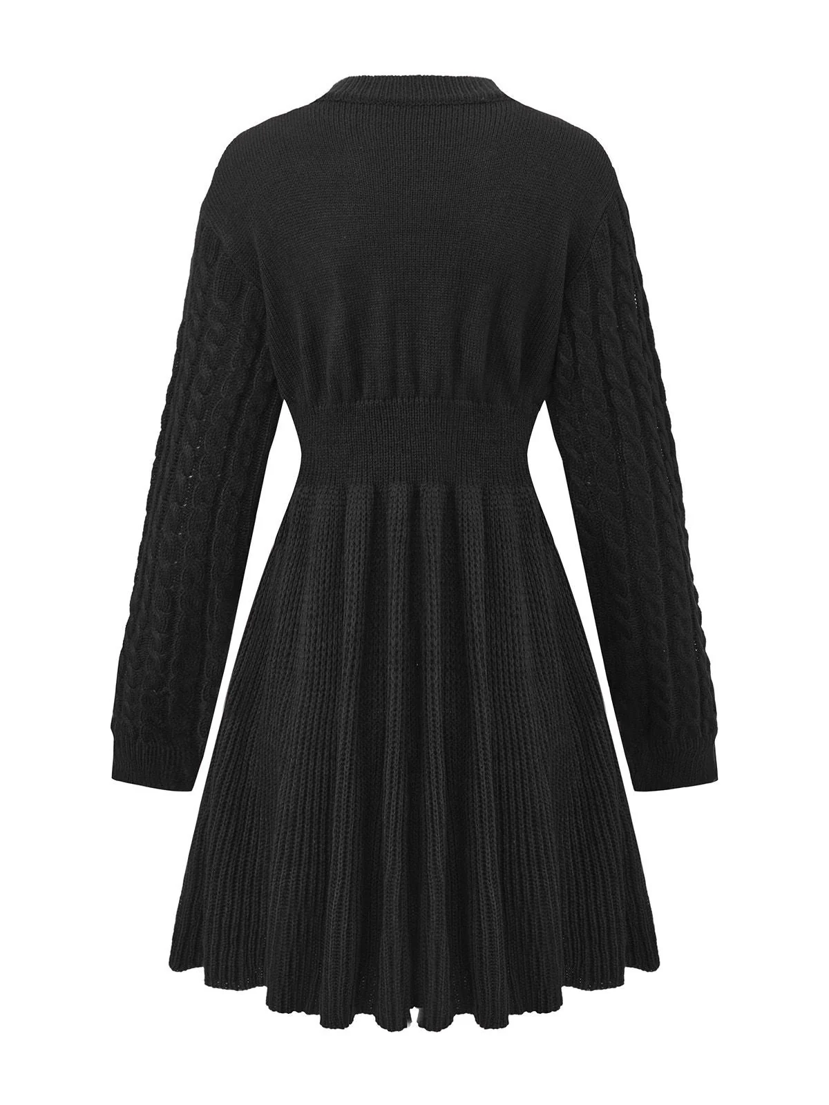 1940er Solide Stricken Laternenärmel Pullover Kleid - Image 7