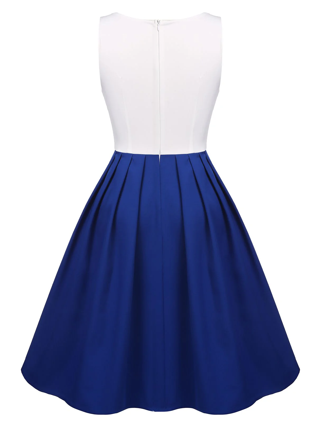 1950ER ÄRMMELLOS PATCHWORK V-AUSSCHNITT KLEID - Image 3