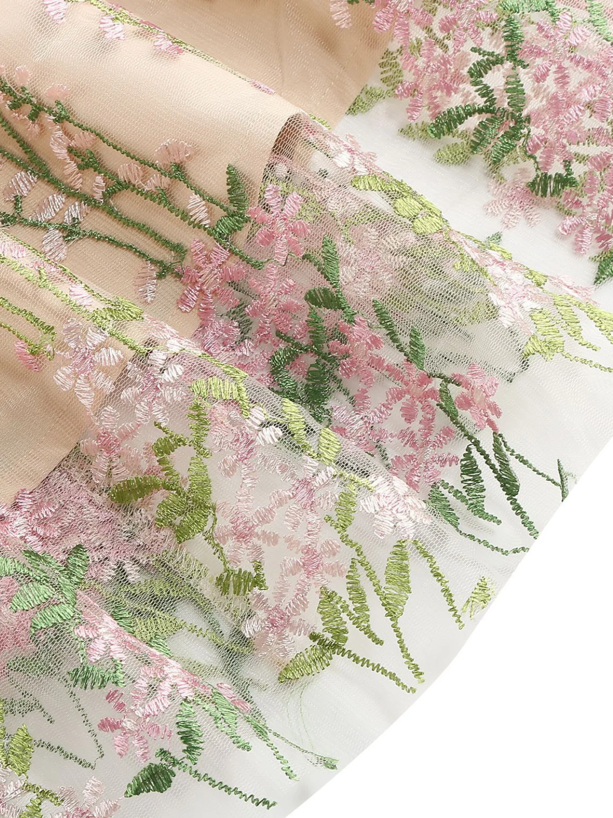 1950er Bestickt Netz Schnürung Herzförmiger Hals Kleid - Image 10